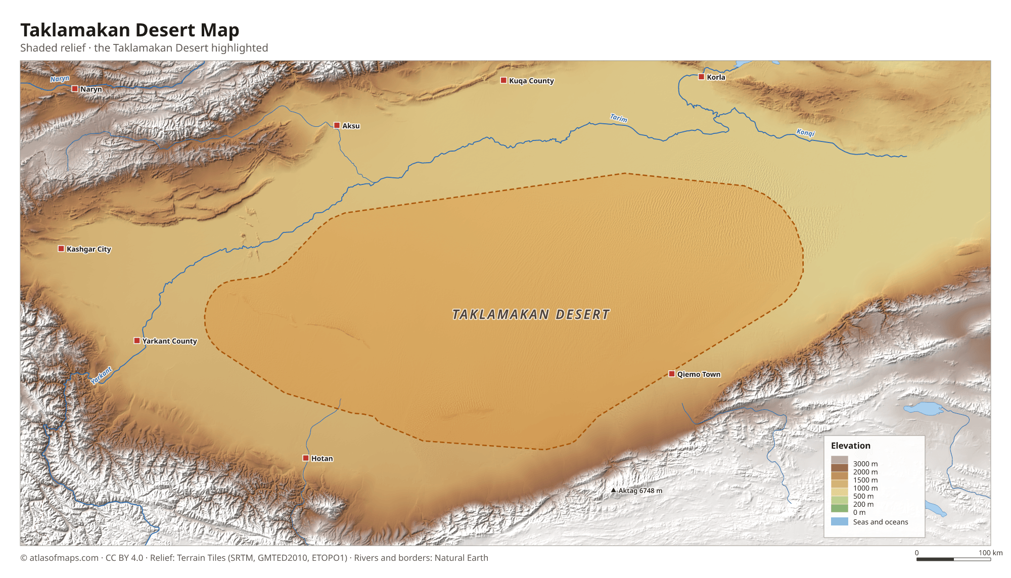 Taklamakan Desert Map
