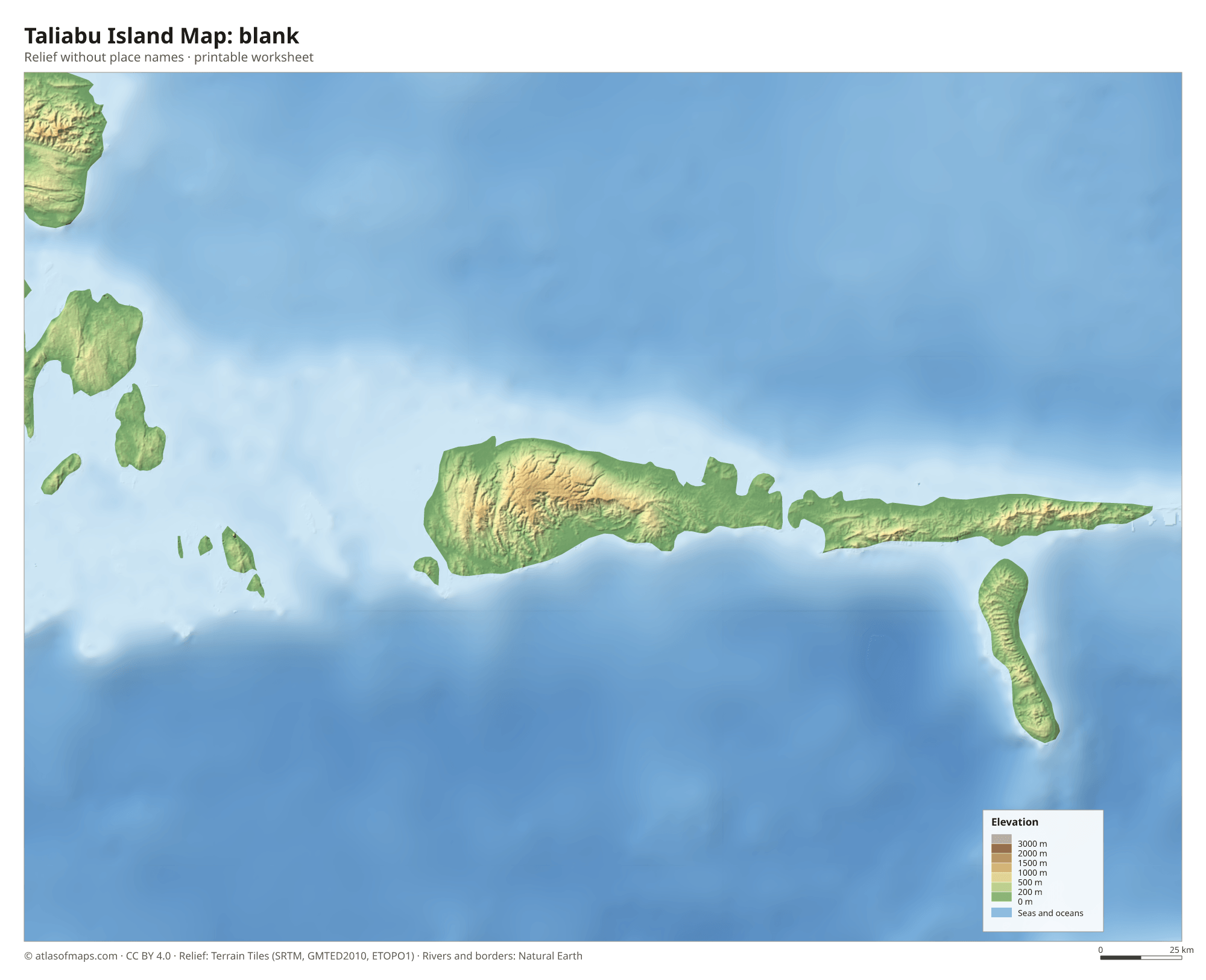Taliabu Island Map without names