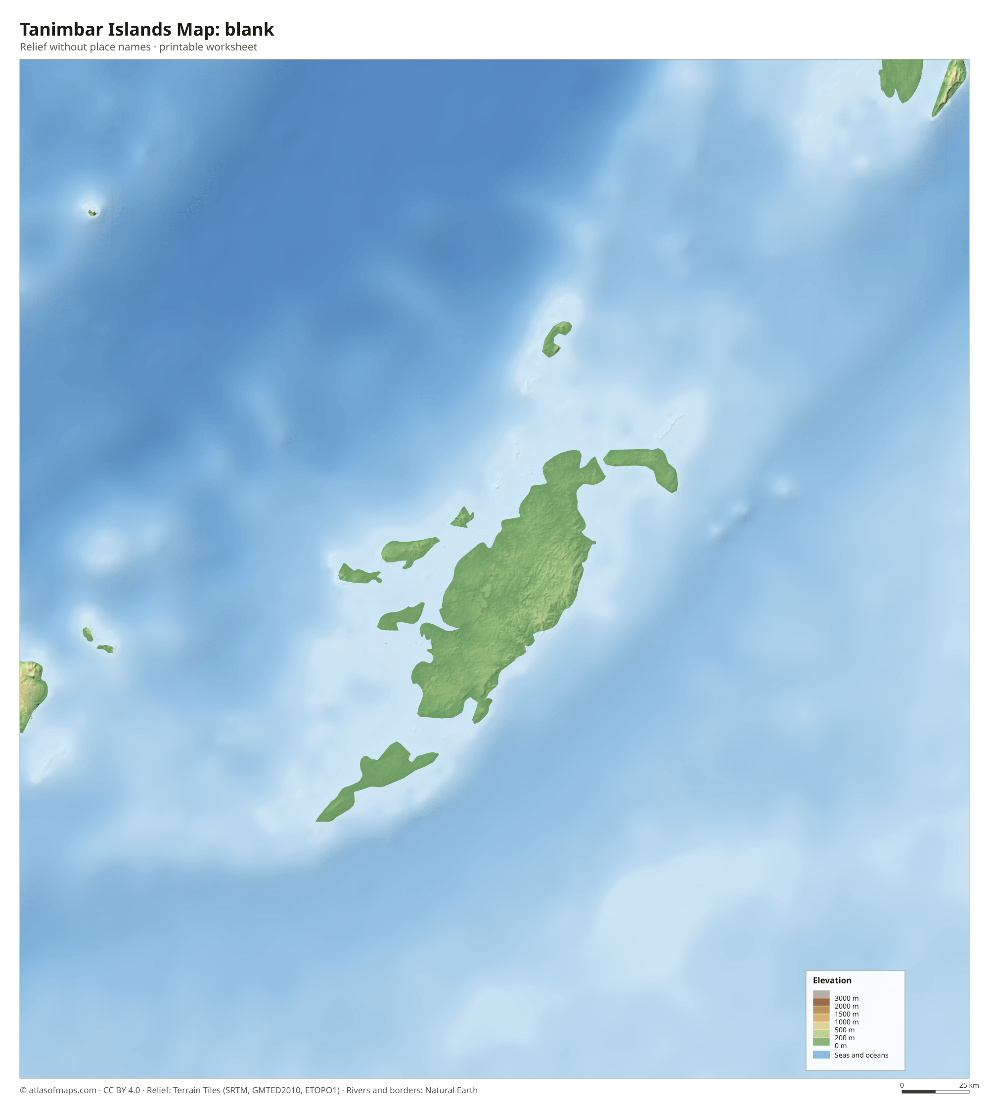 Tanimbar Islands Map without names