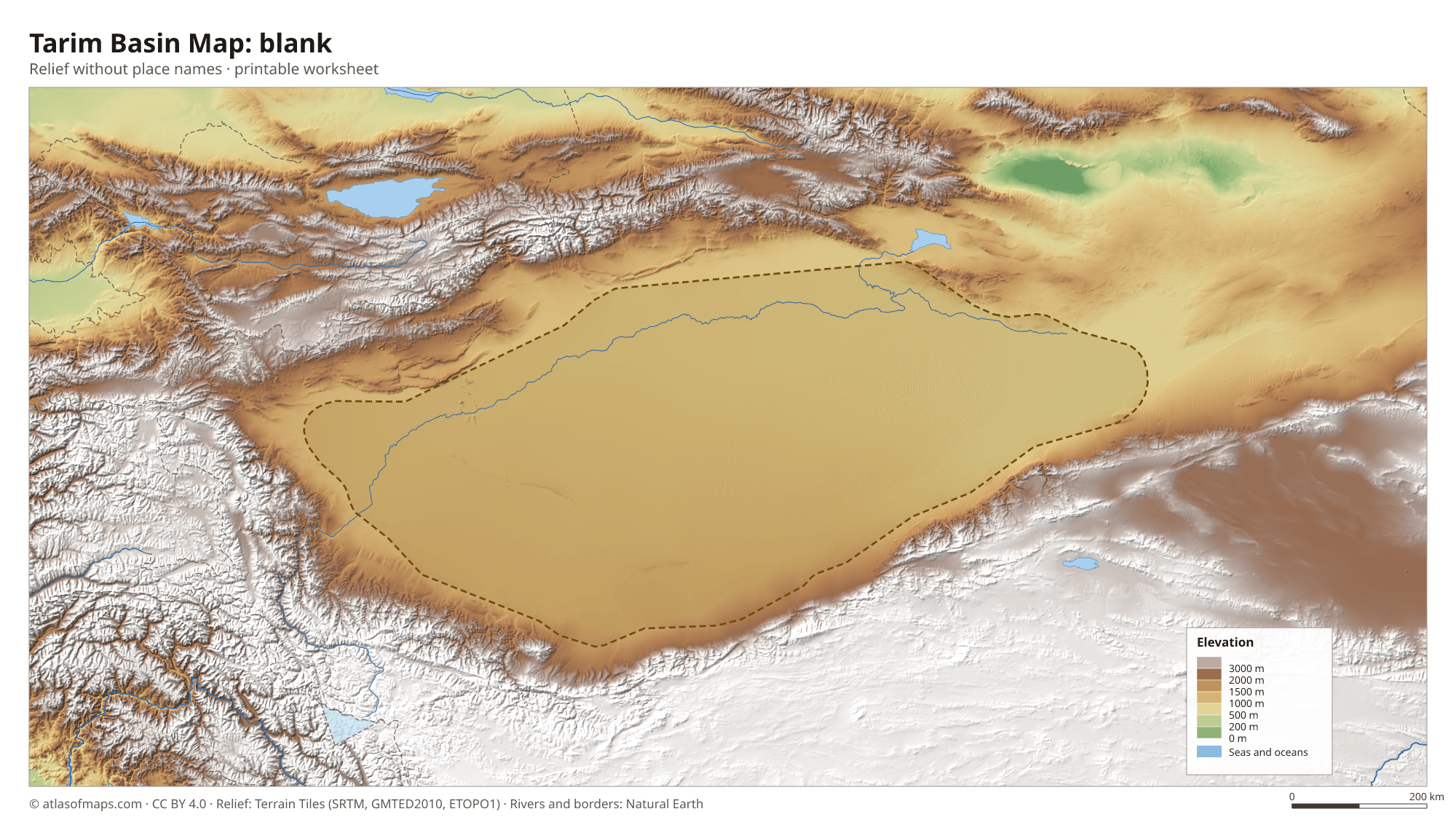 Tarim Basin Map without names