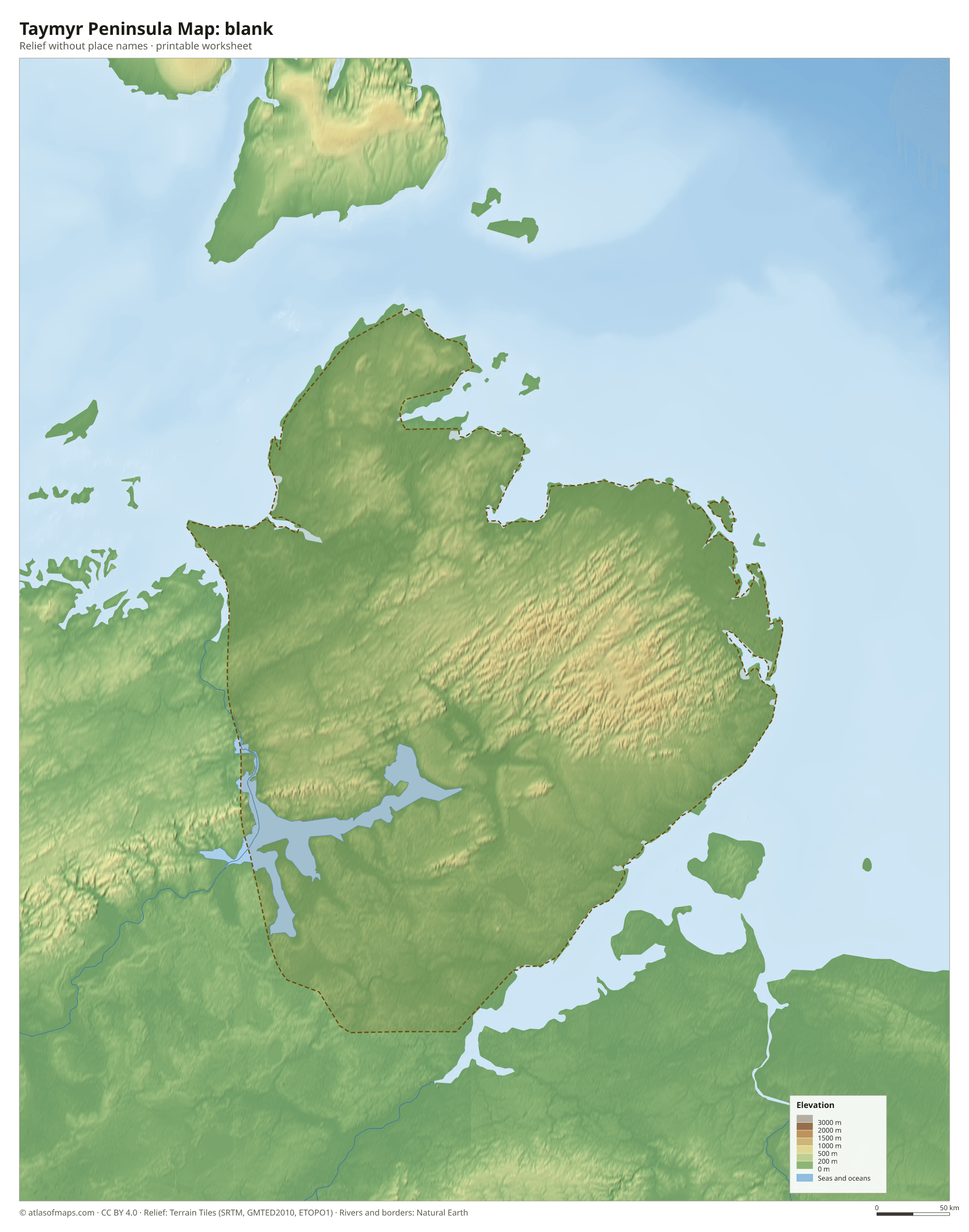 Taymyr Peninsula Map without names