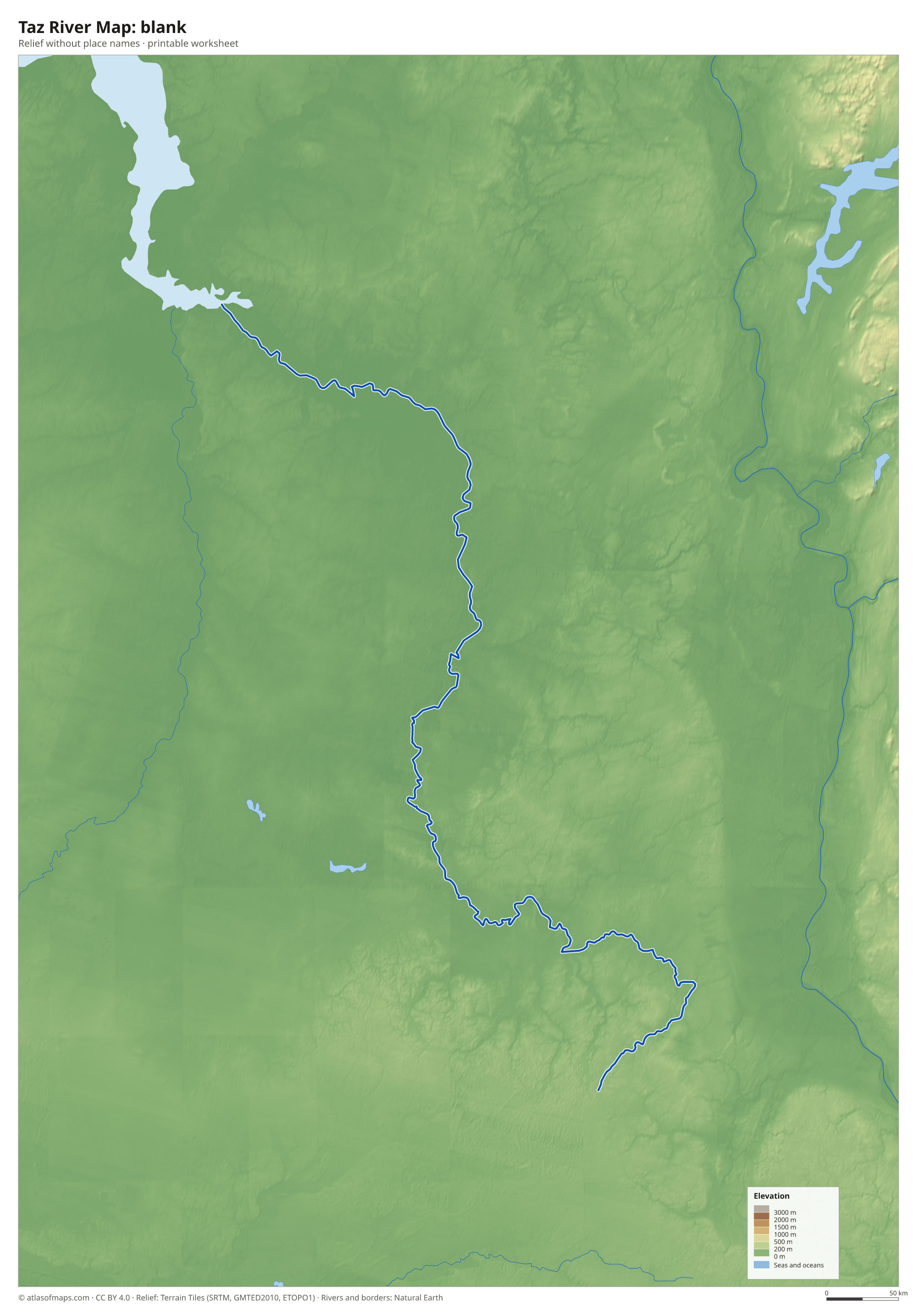 Taz River Map without names