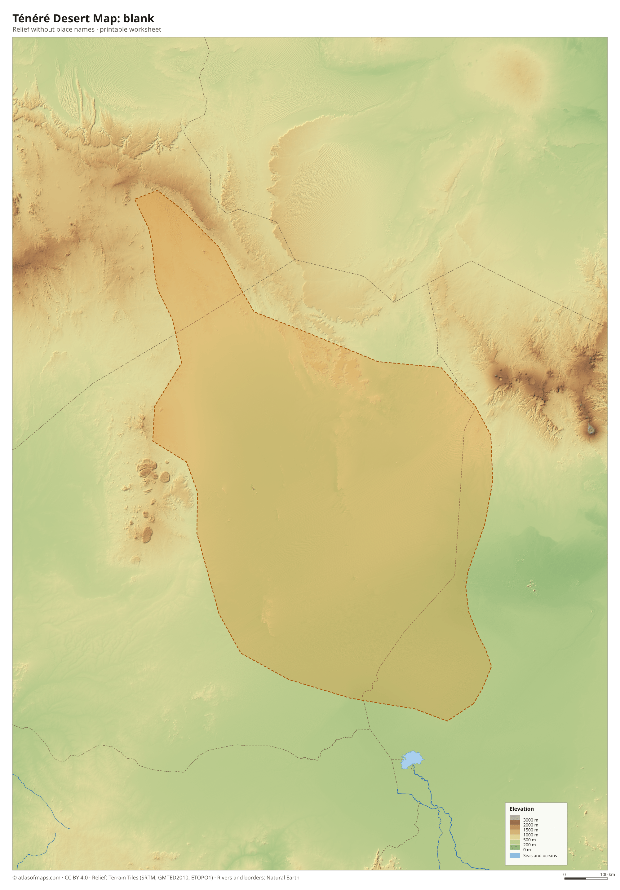 Ténéré Desert Map without names