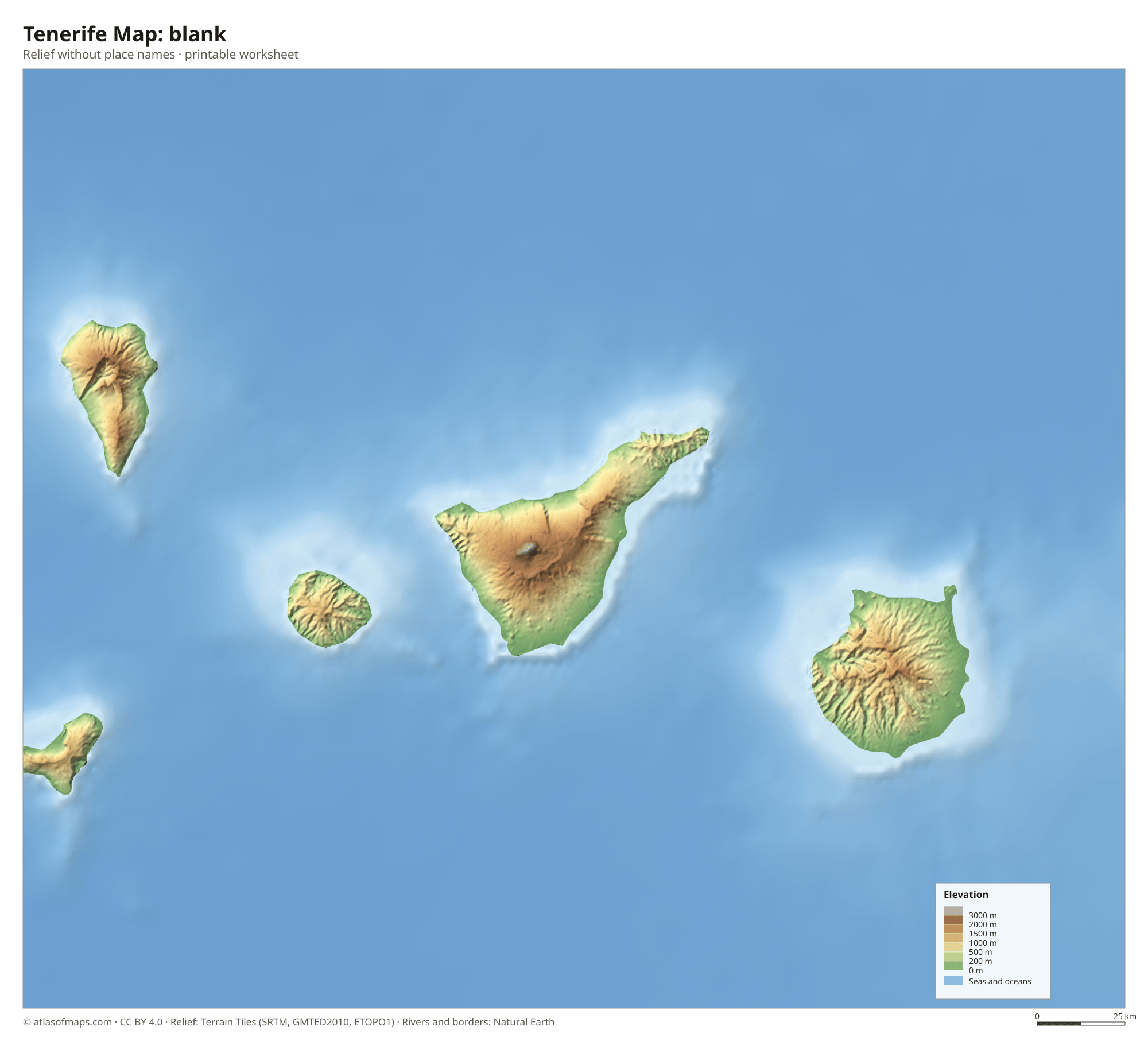 Tenerife Map without names