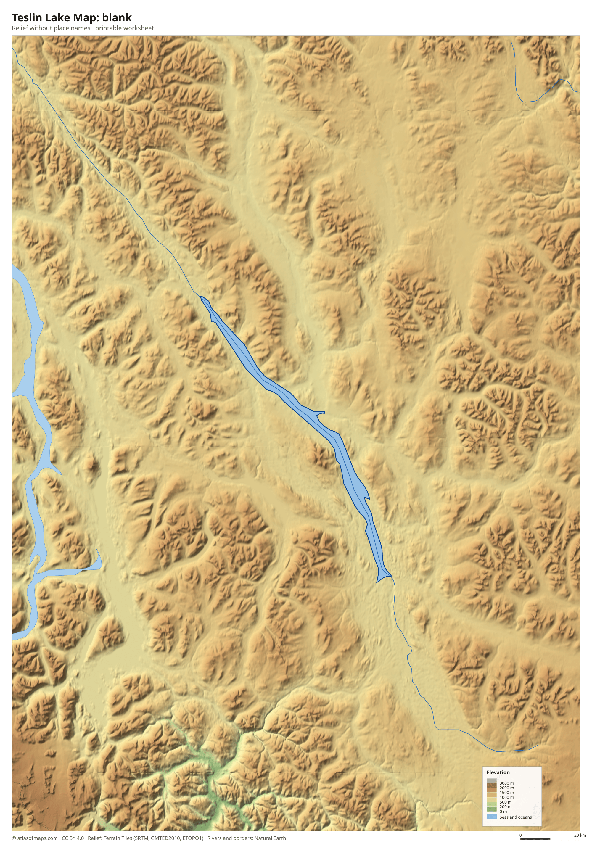 Teslin Lake Map without names