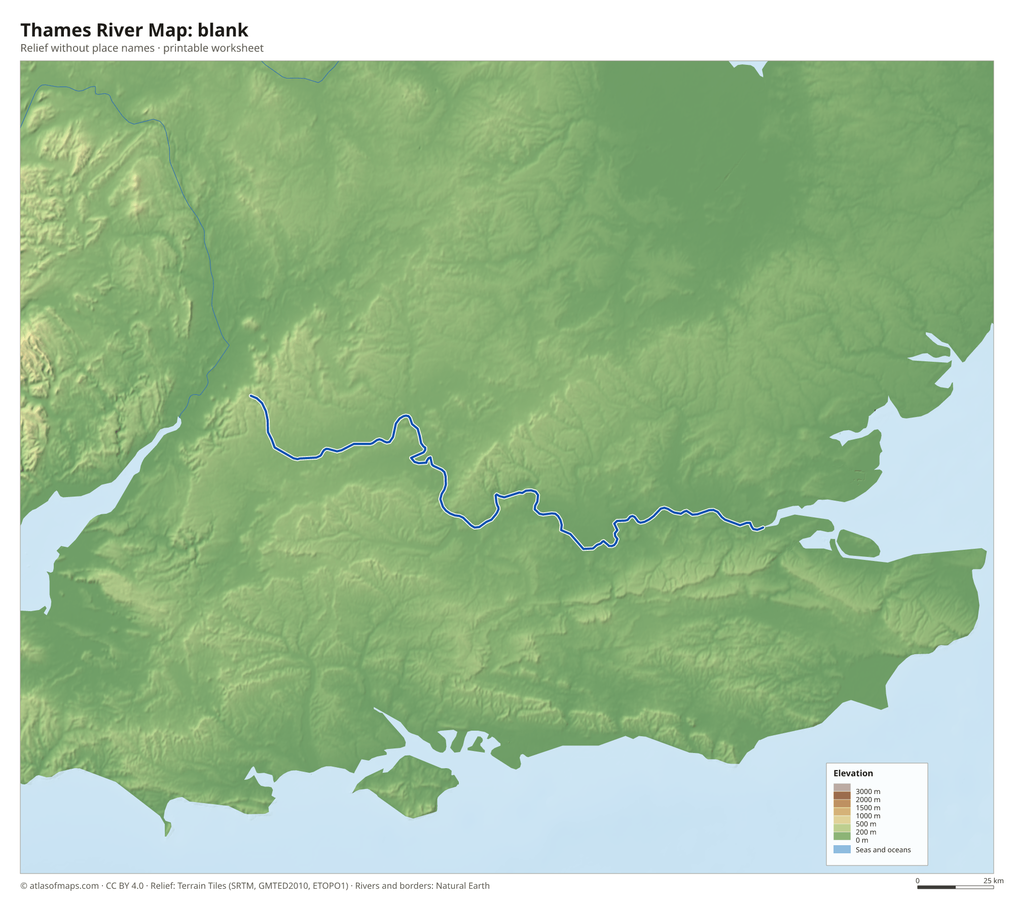 Thames River Map without names
