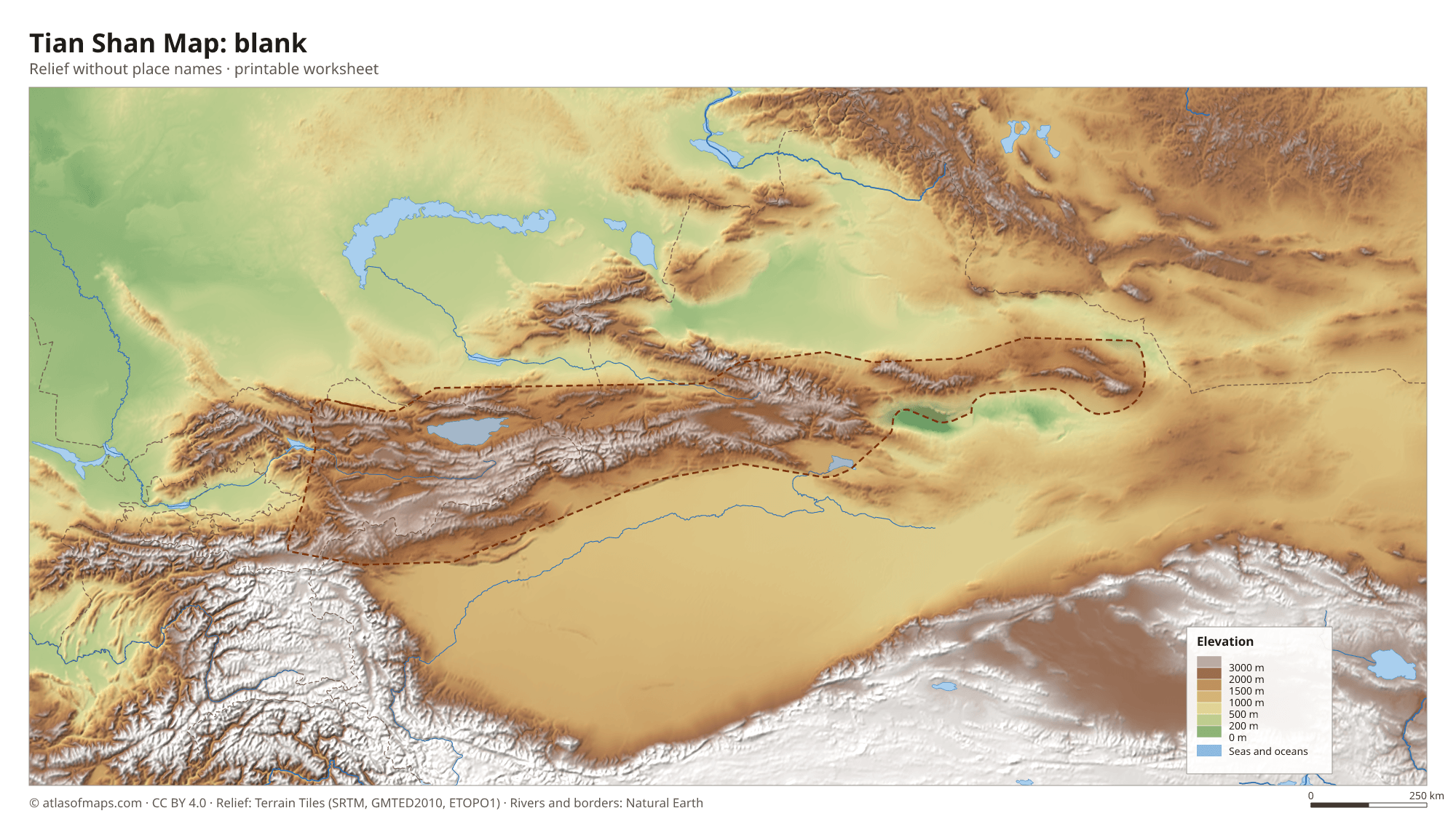 Tian Shan Map without names