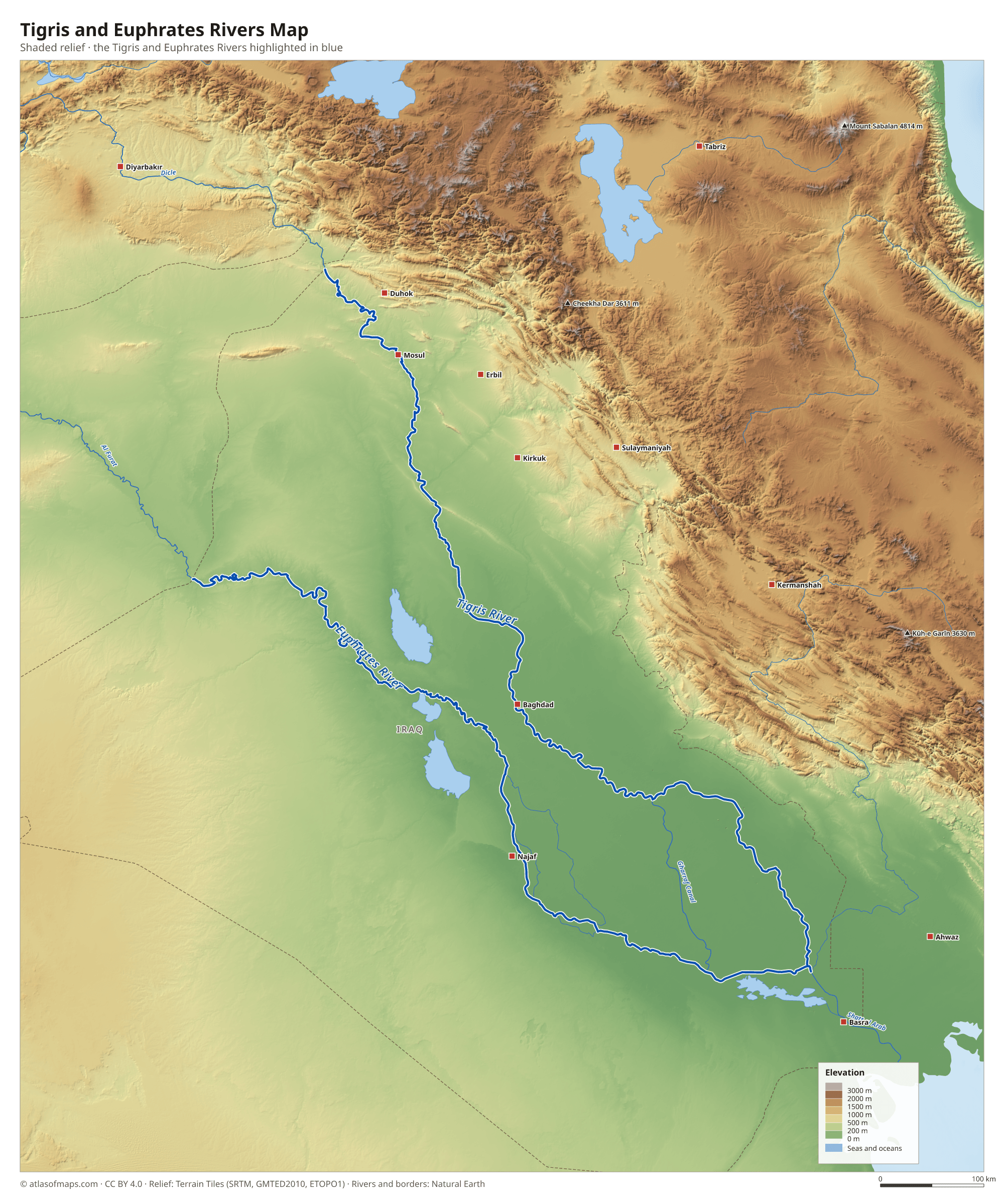 Tigris and Euphrates Rivers Map