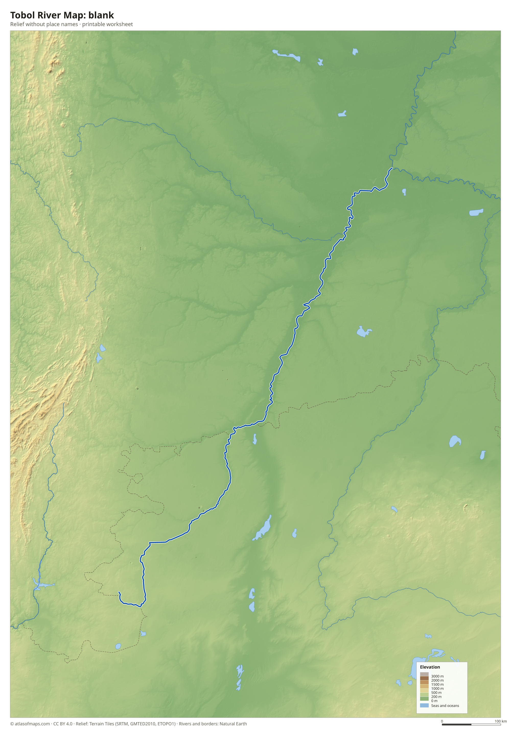 Tobol River Map without names