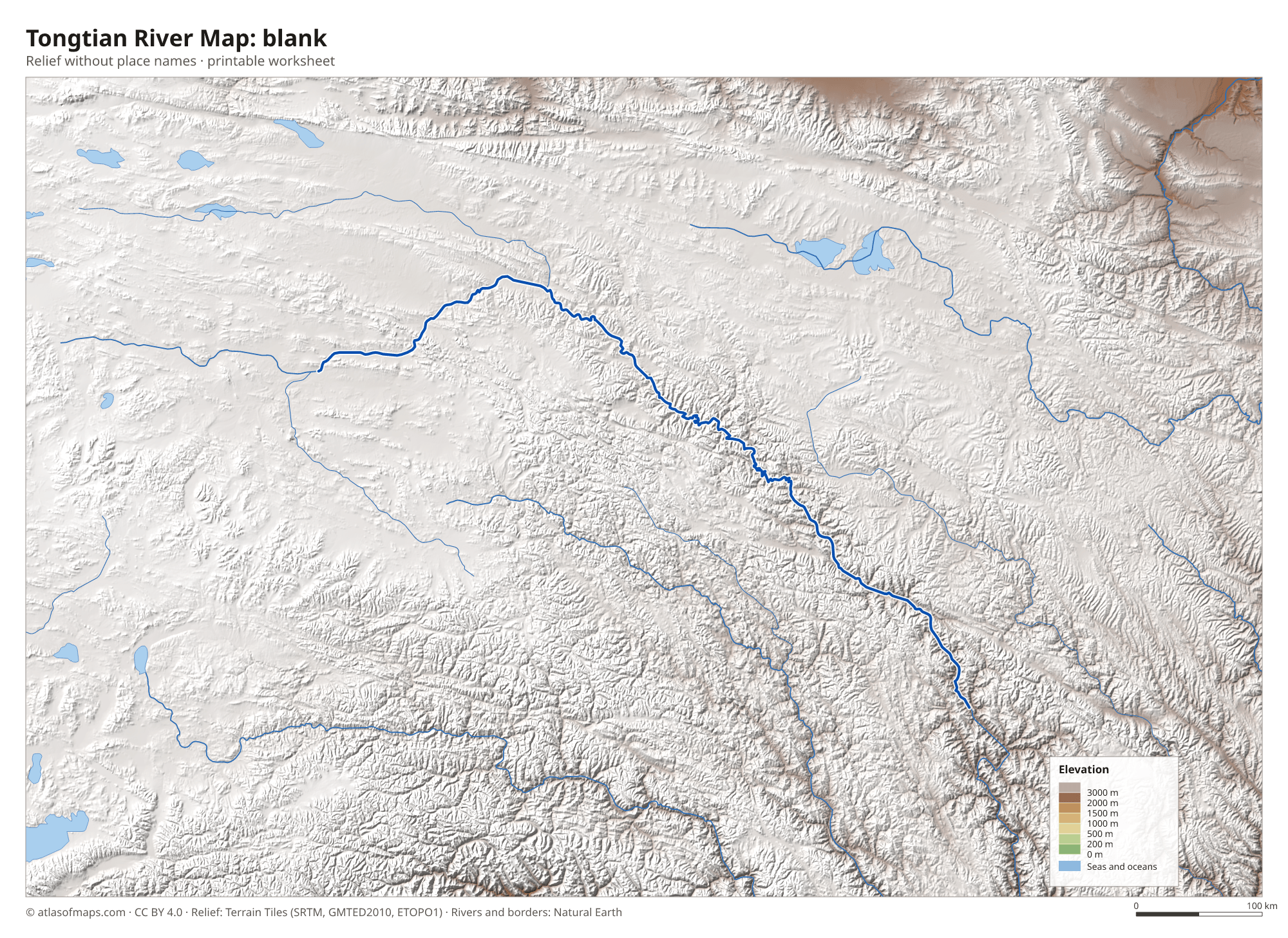 Tongtian River Map without names