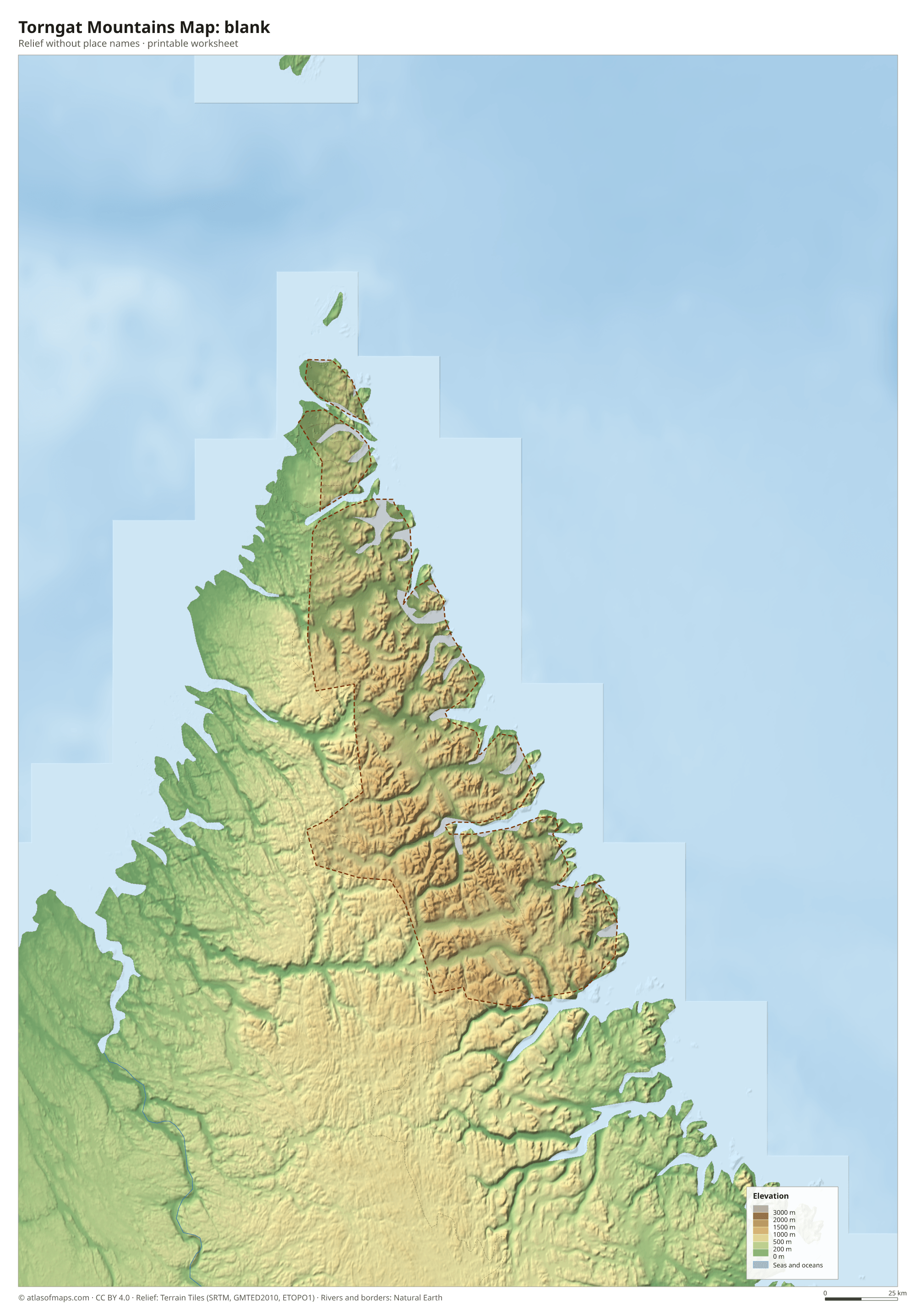 Torngat Mountains Map without names