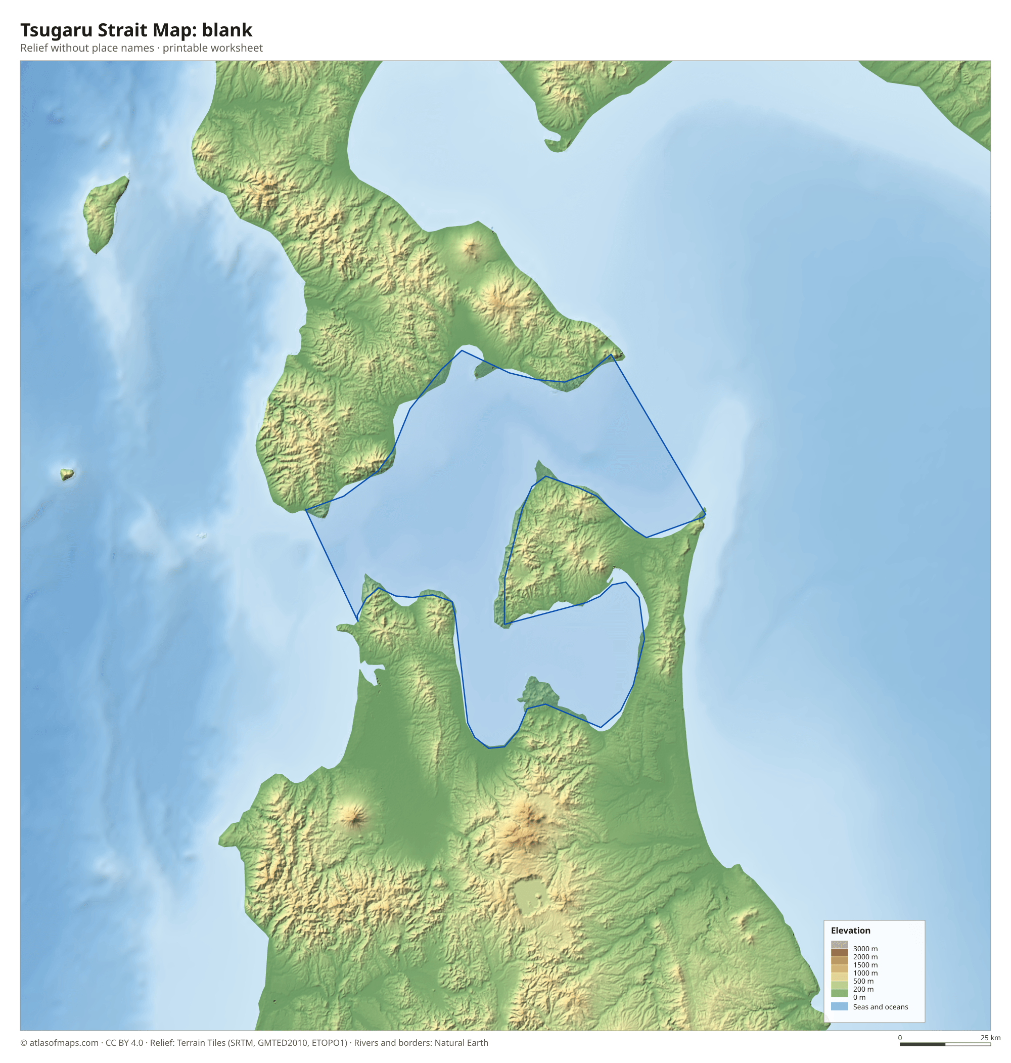 Tsugaru Strait Map without names