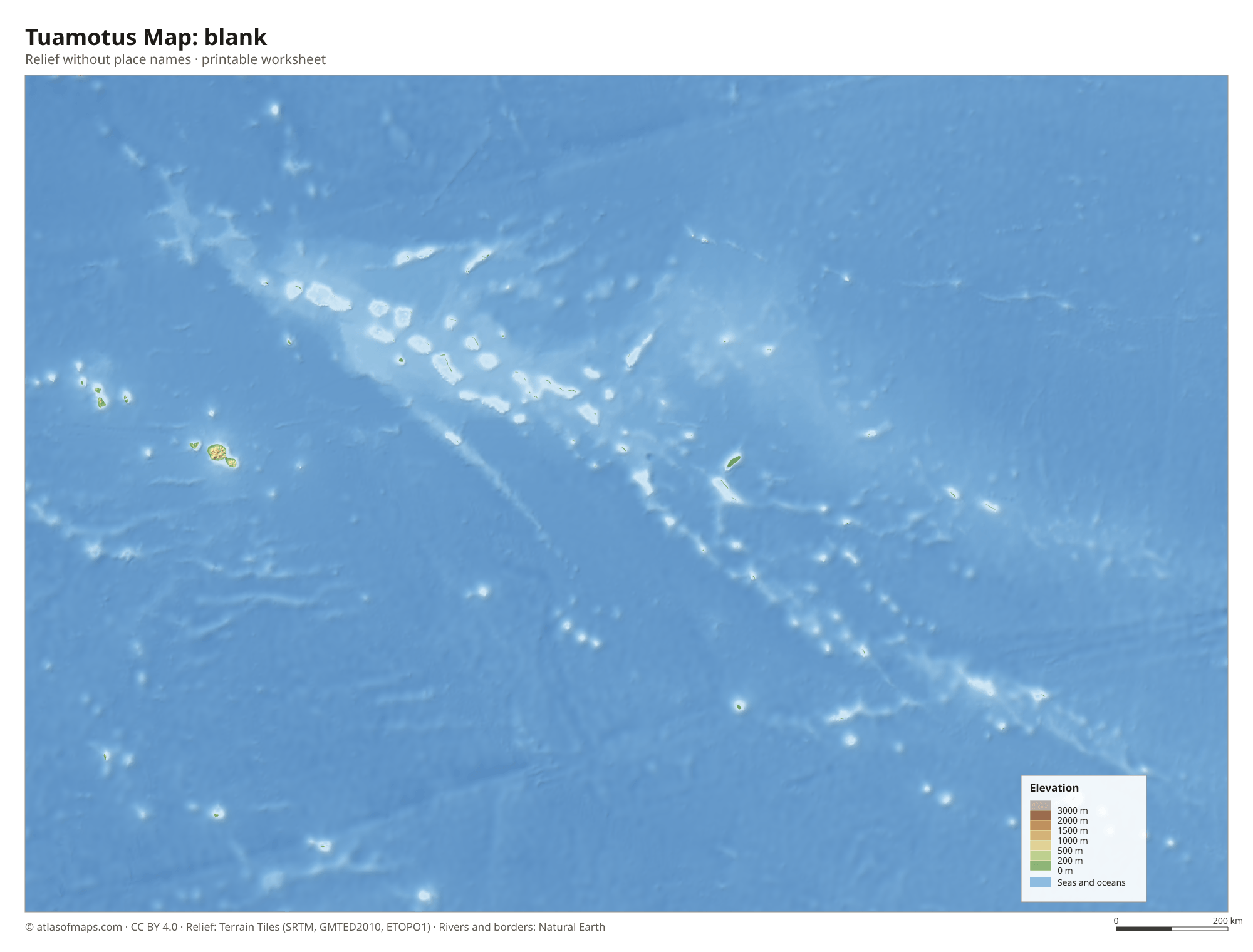 Tuamotus Map without names