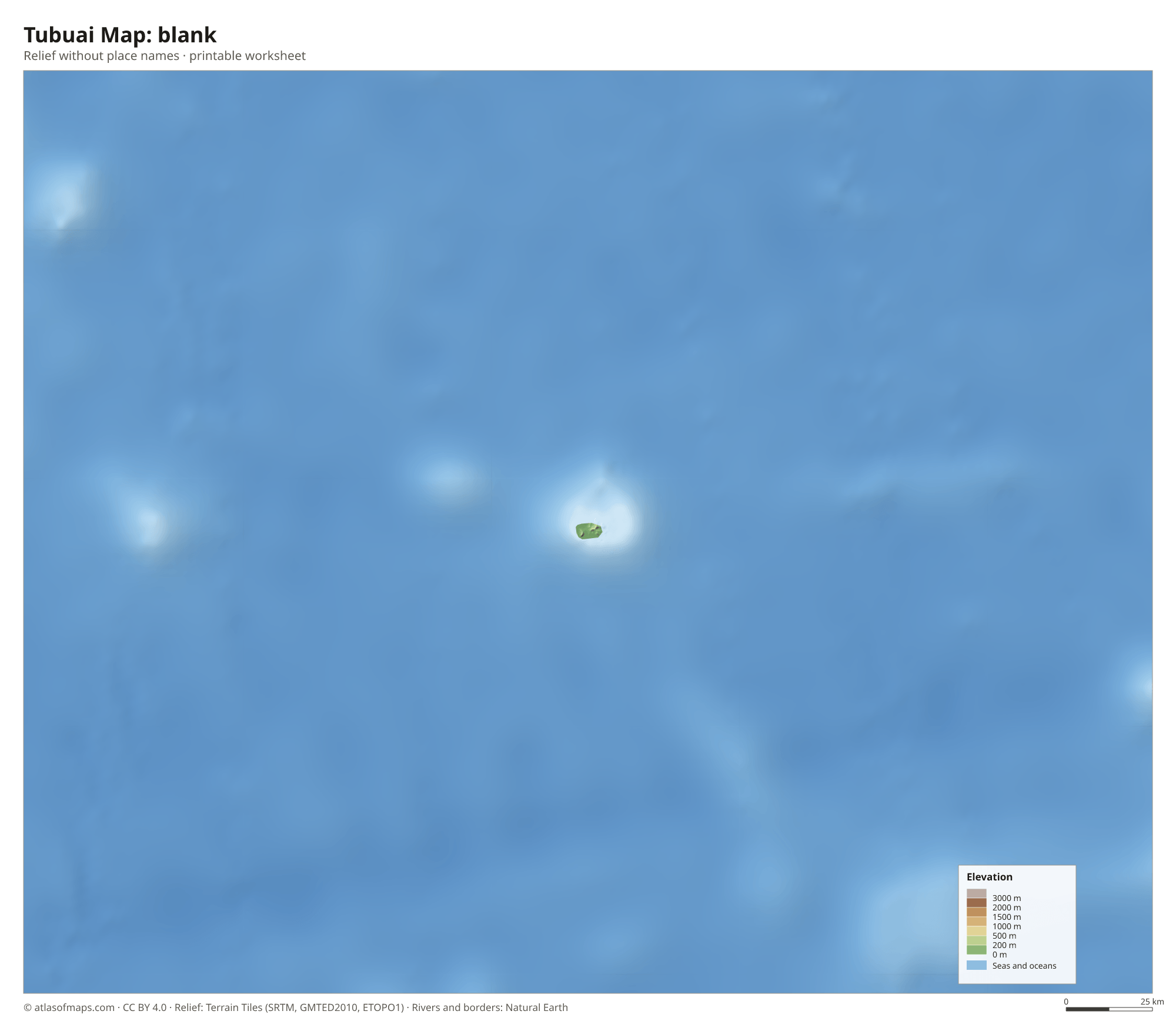 Tubuai Map without names