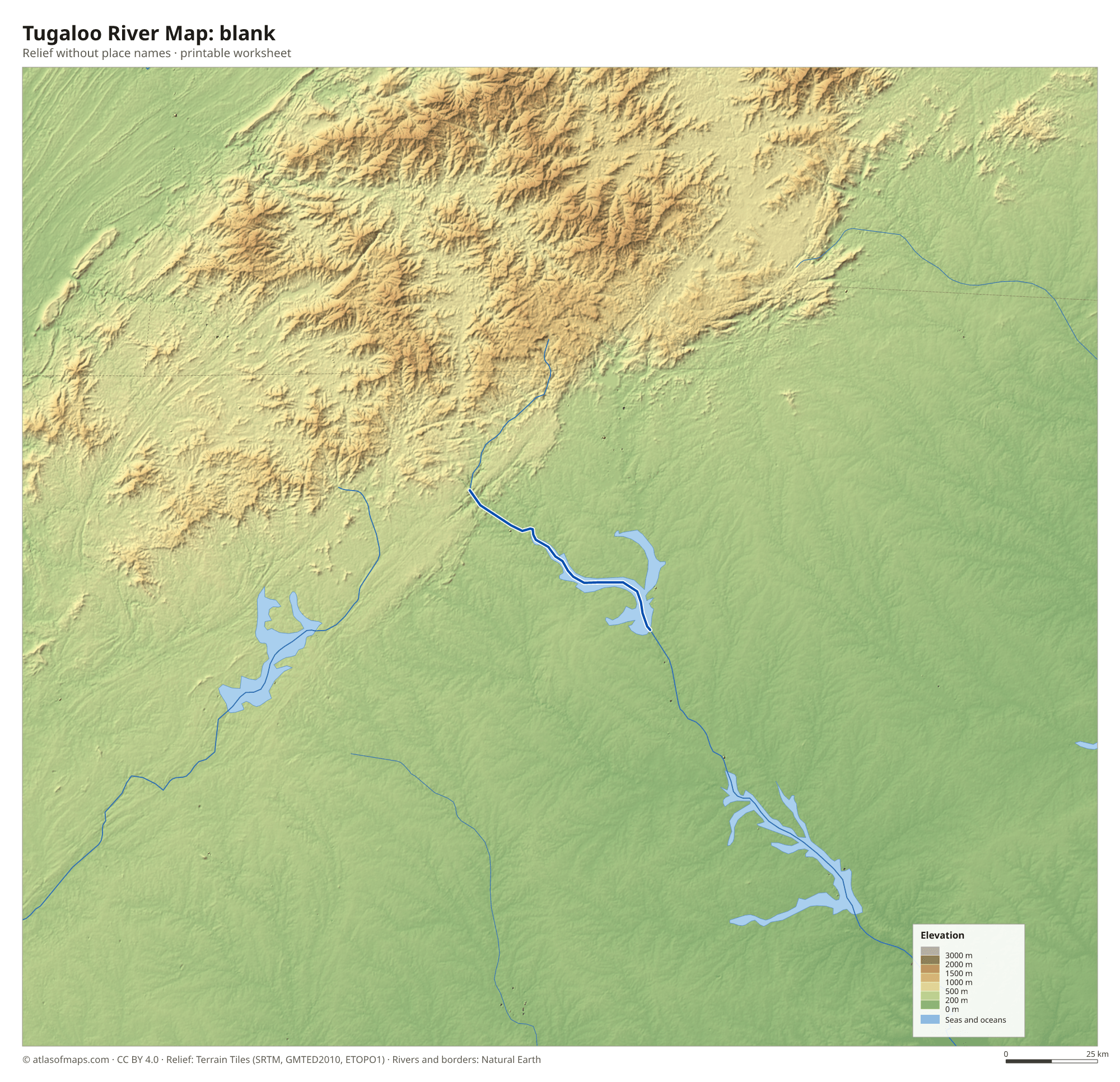 Tugaloo River Map without names