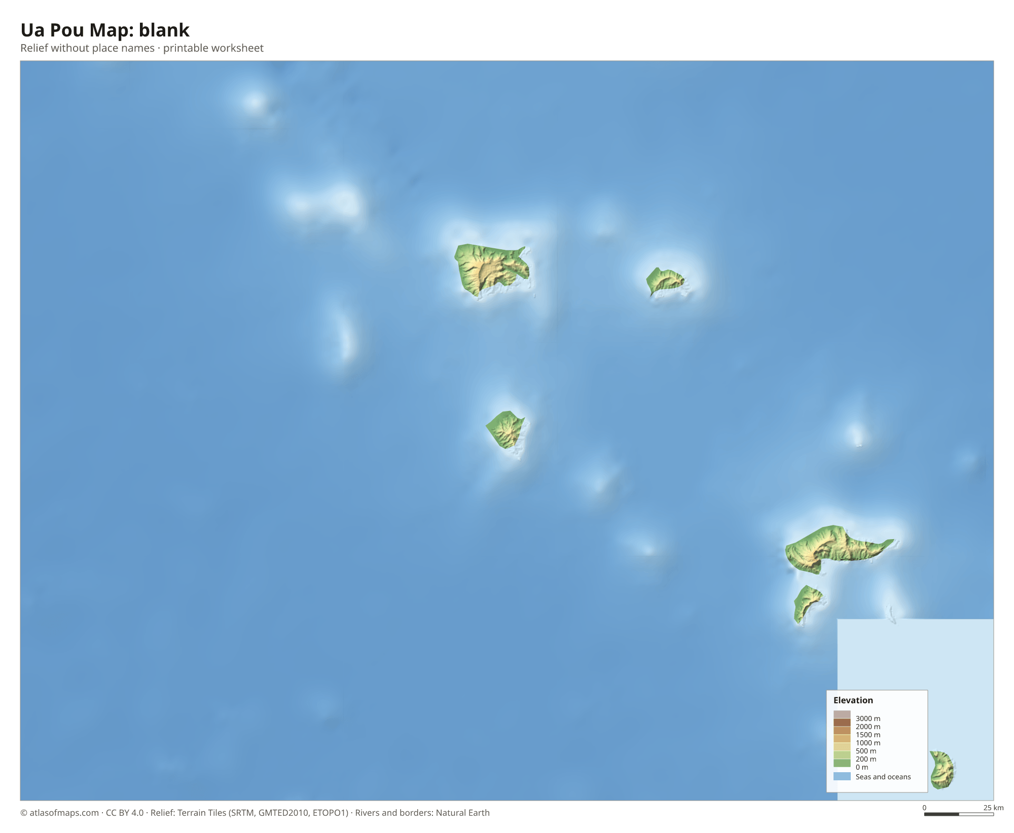 Ua Pou Map without names