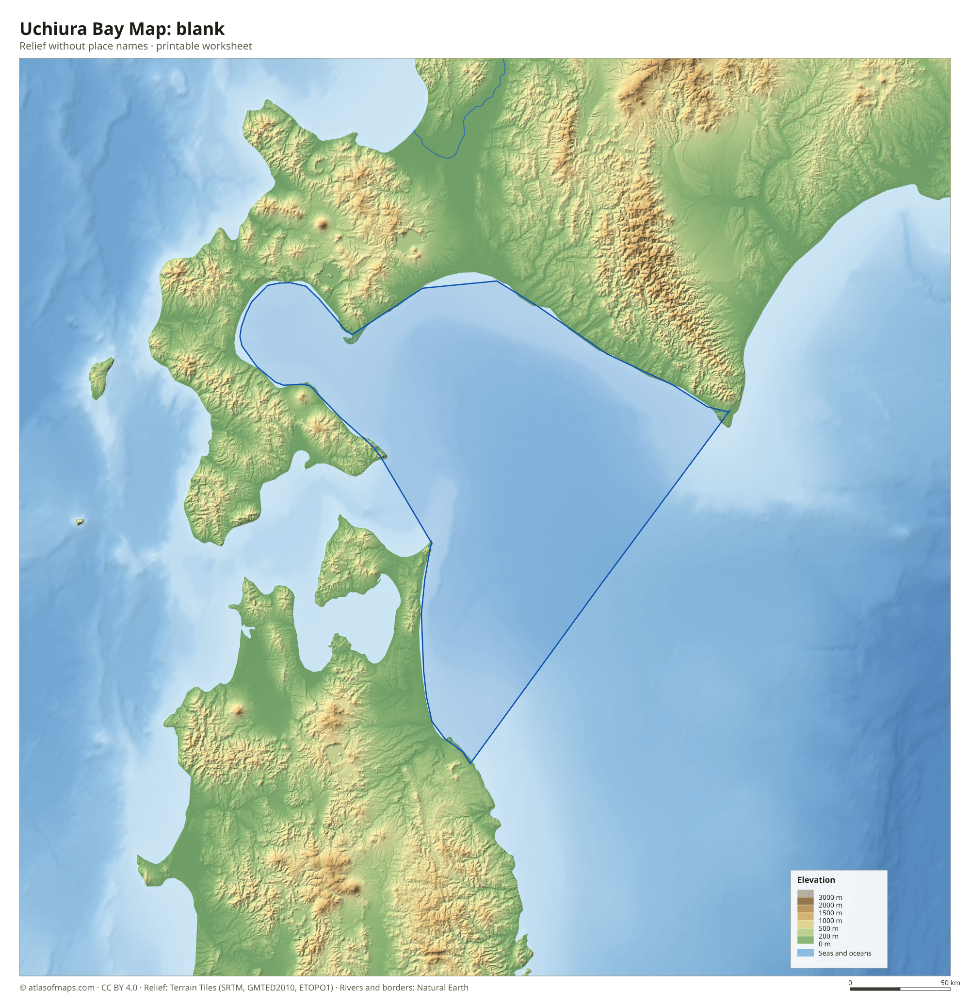 Uchiura Bay Map without names