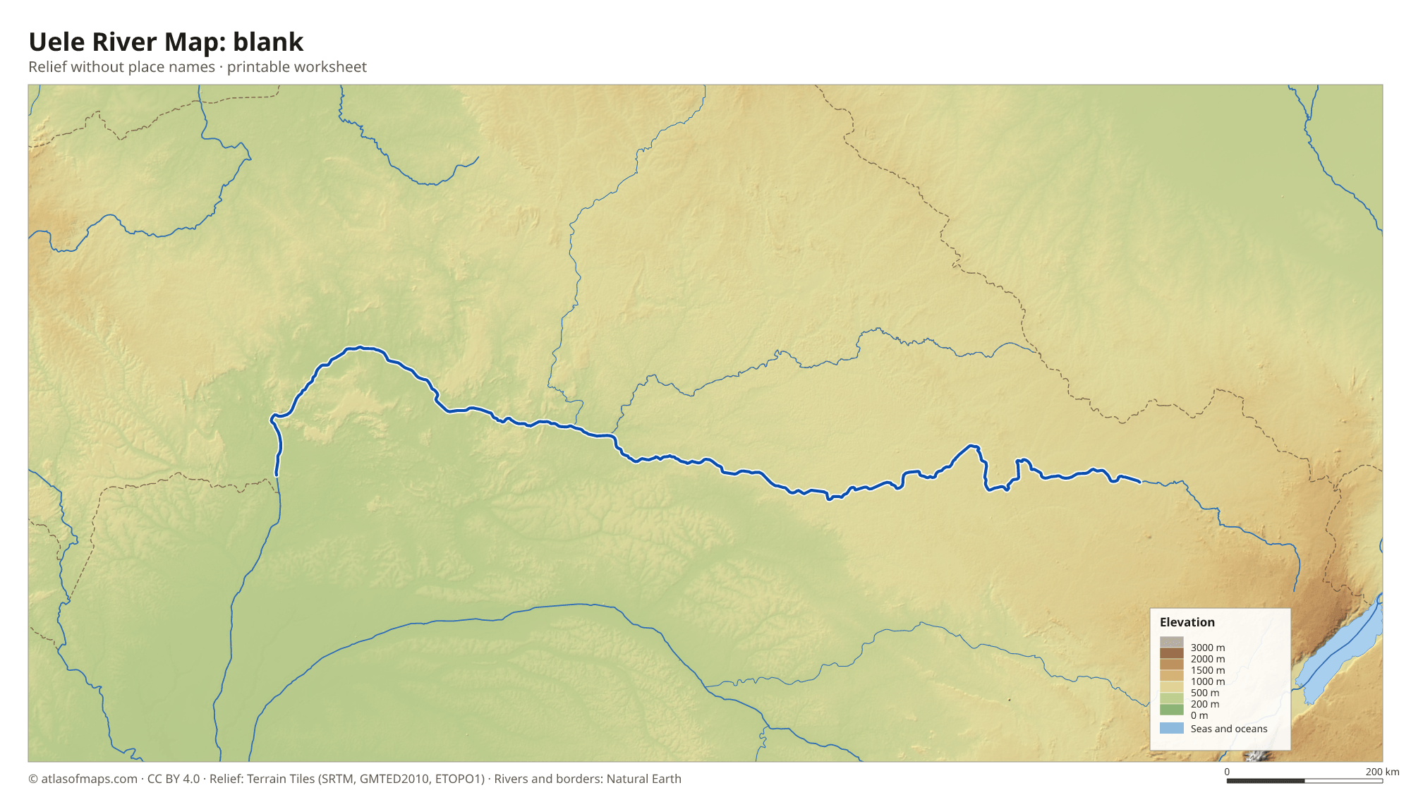 Uele River Map without names