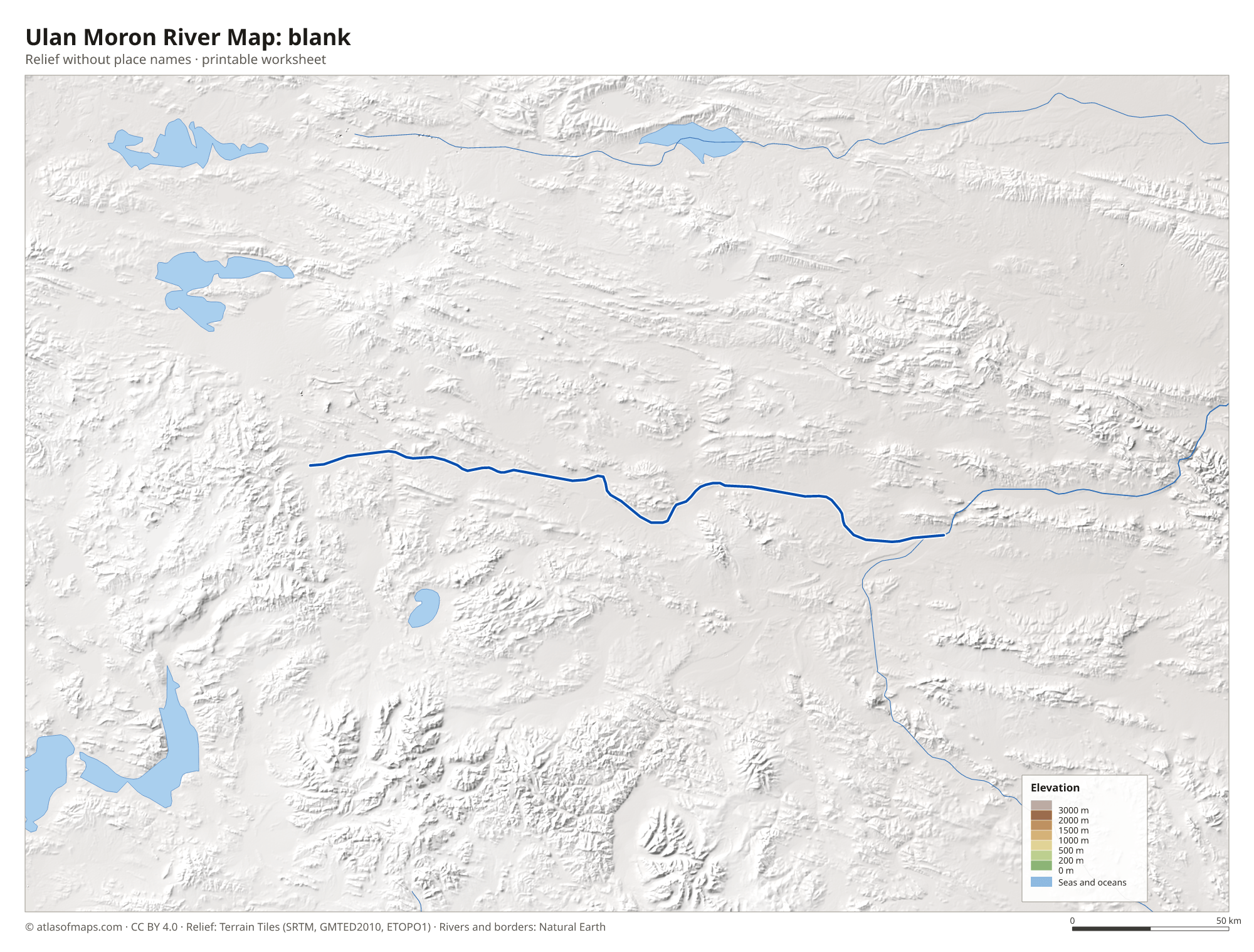 Ulan Moron River Map without names