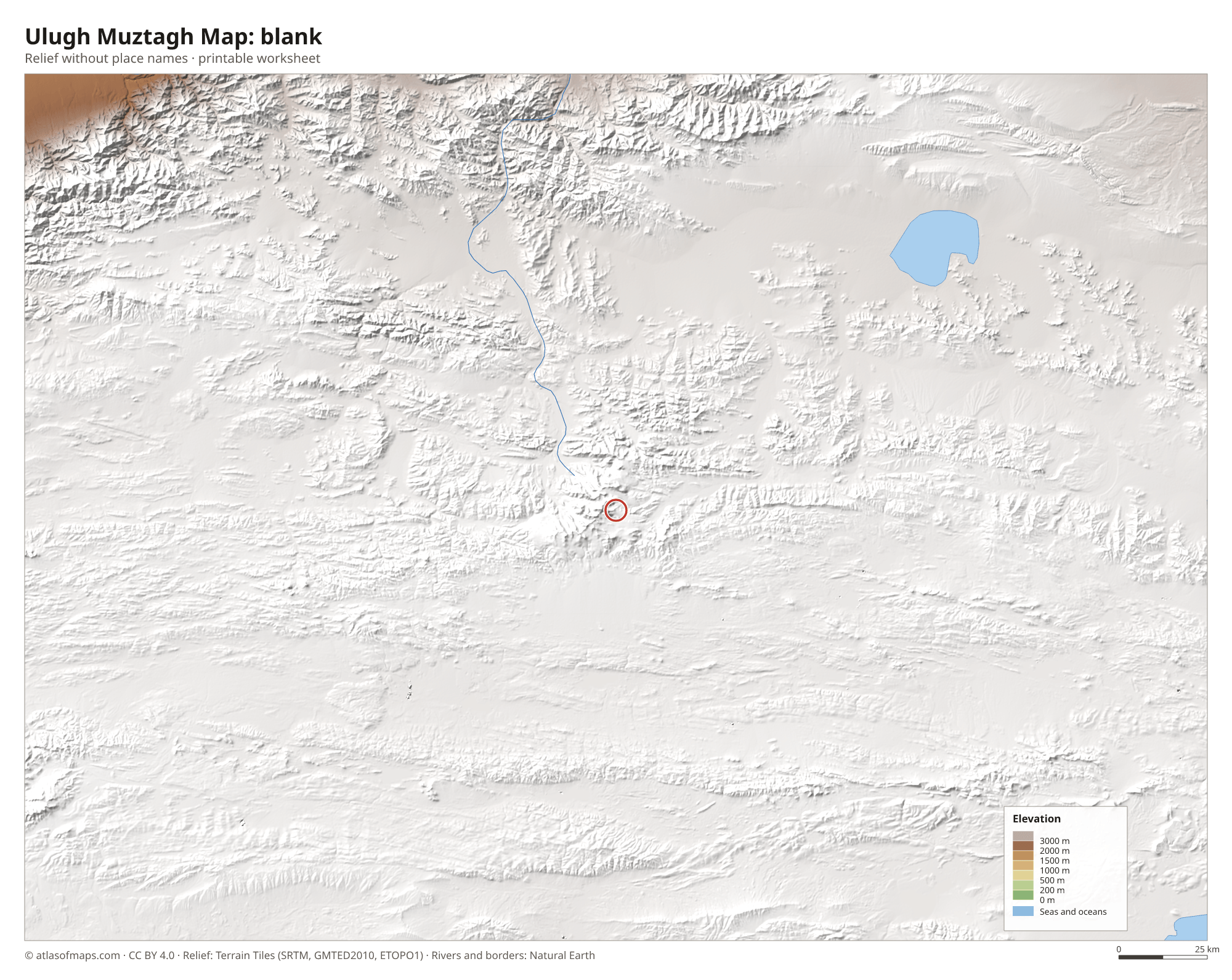 Ulugh Muztagh Map without names