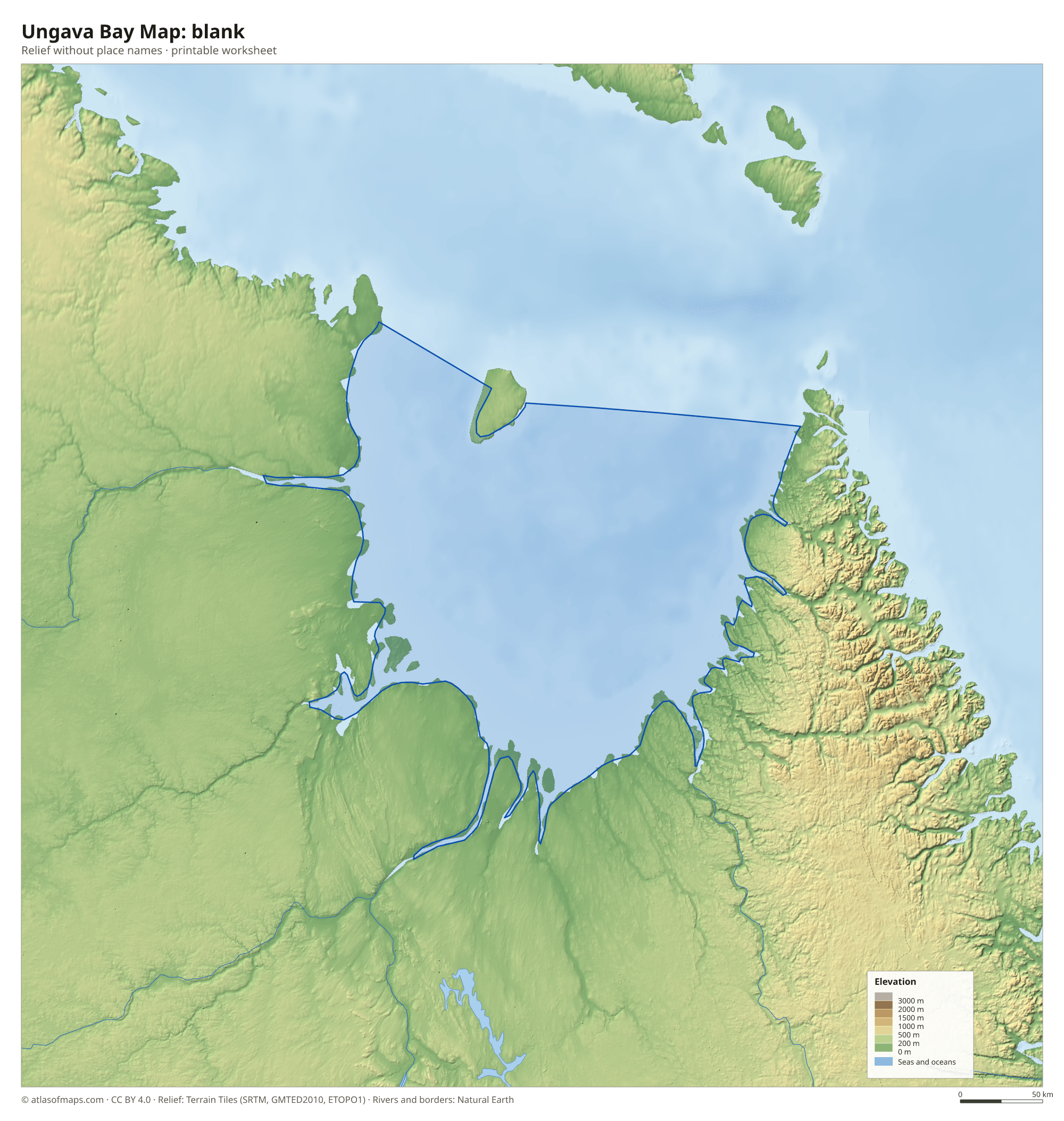 Ungava Bay Map without names