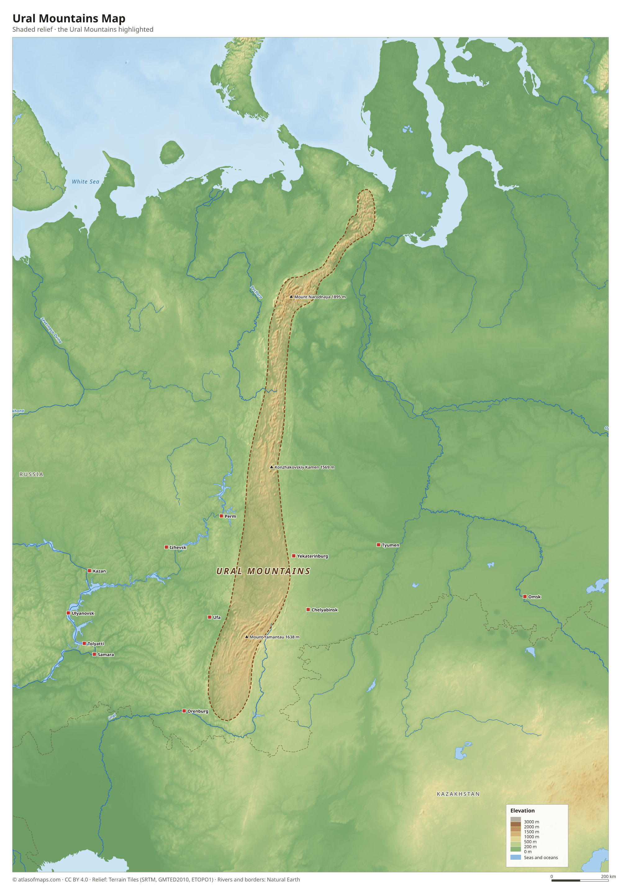 Ural Mountains Map