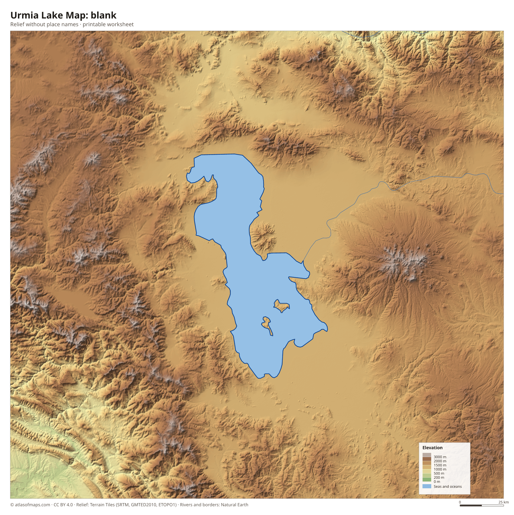 Urmia Lake Map without names