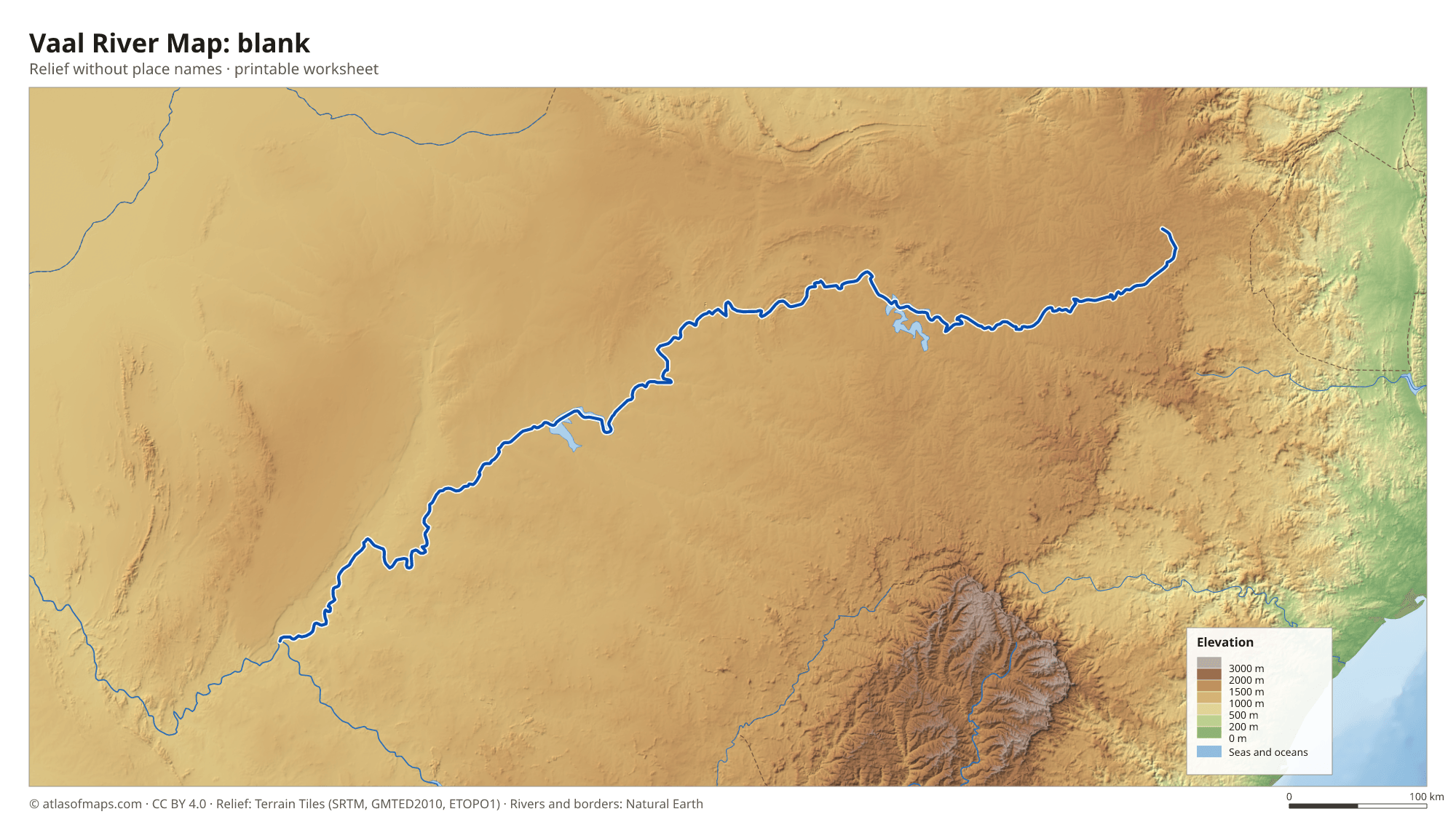 Vaal River Map without names