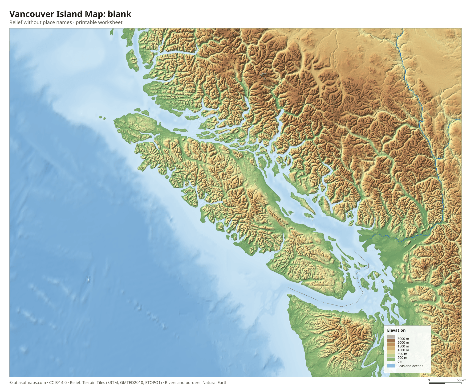 Vancouver Island Map without names