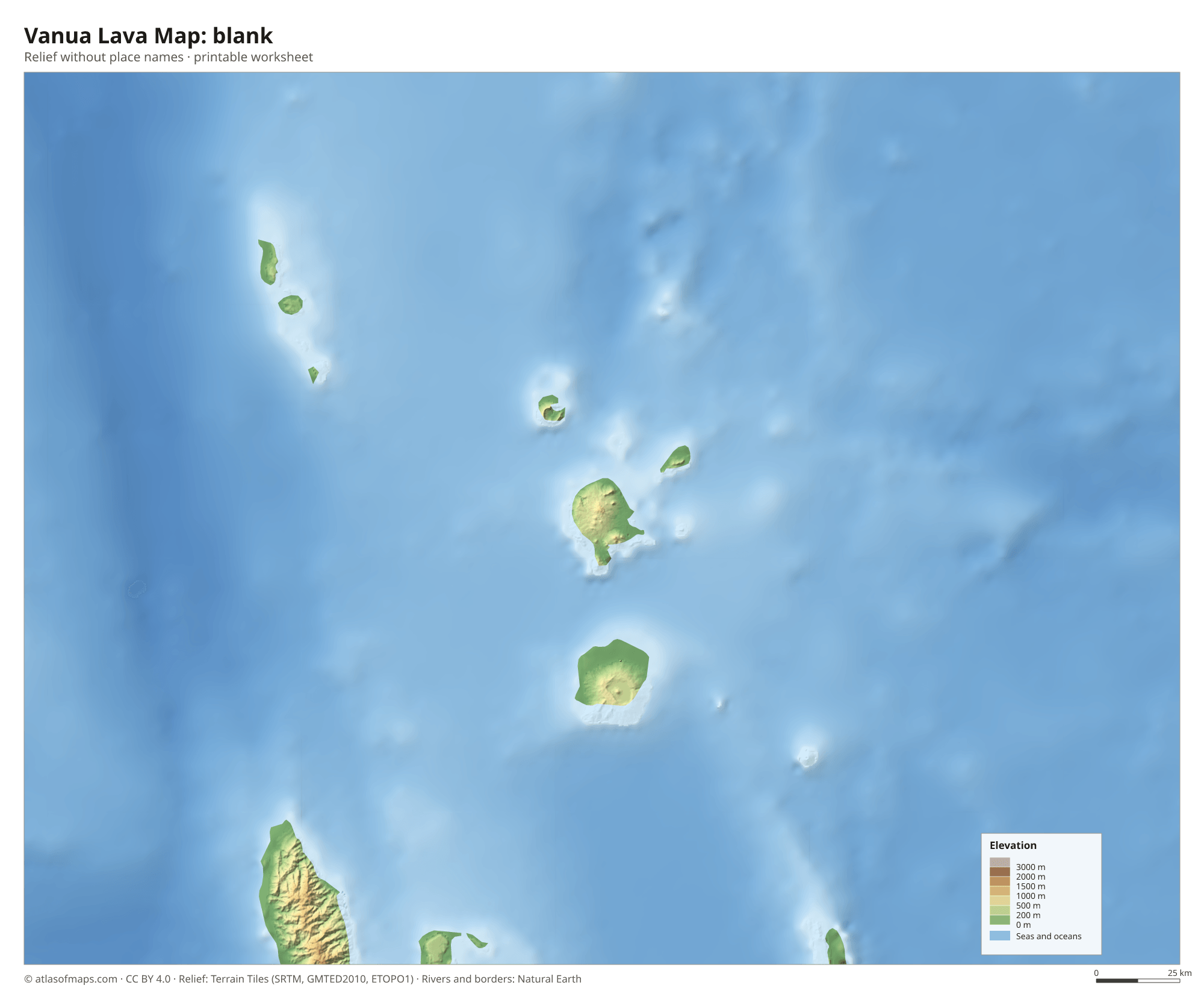 Vanua Lava Map without names