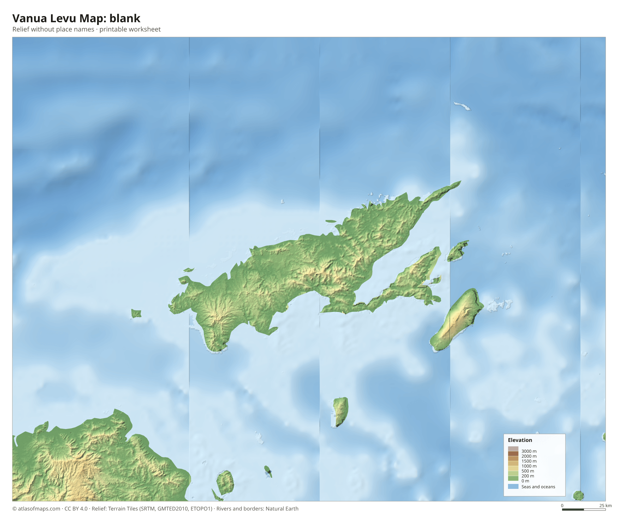 Vanua Levu Map without names