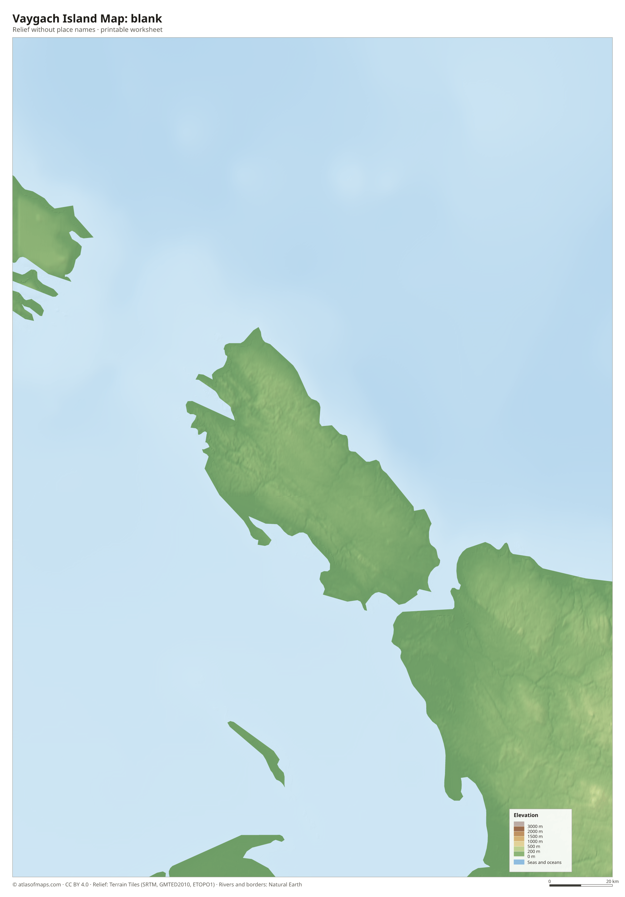 Vaygach Island Map without names