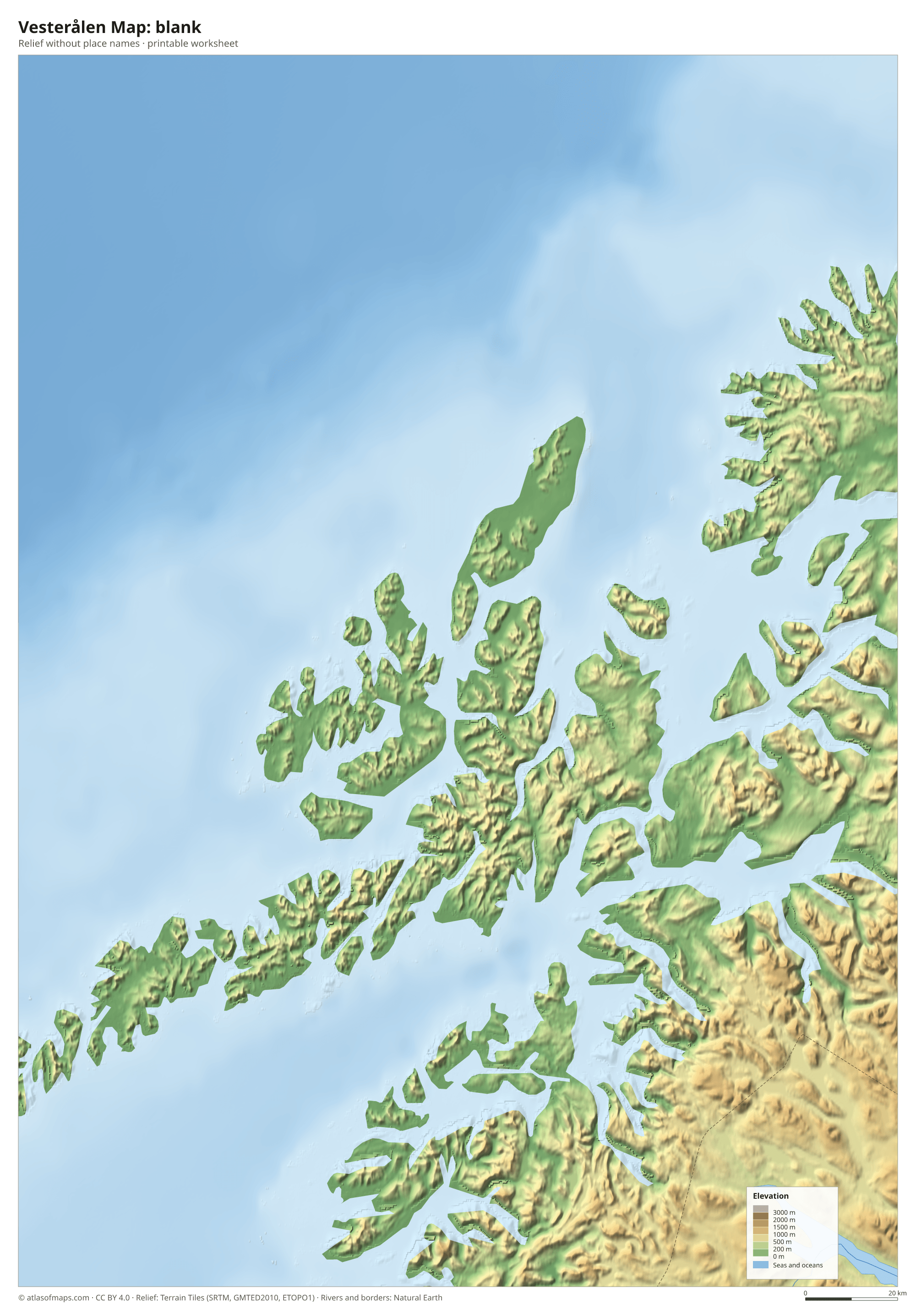 Vesterålen Map without names