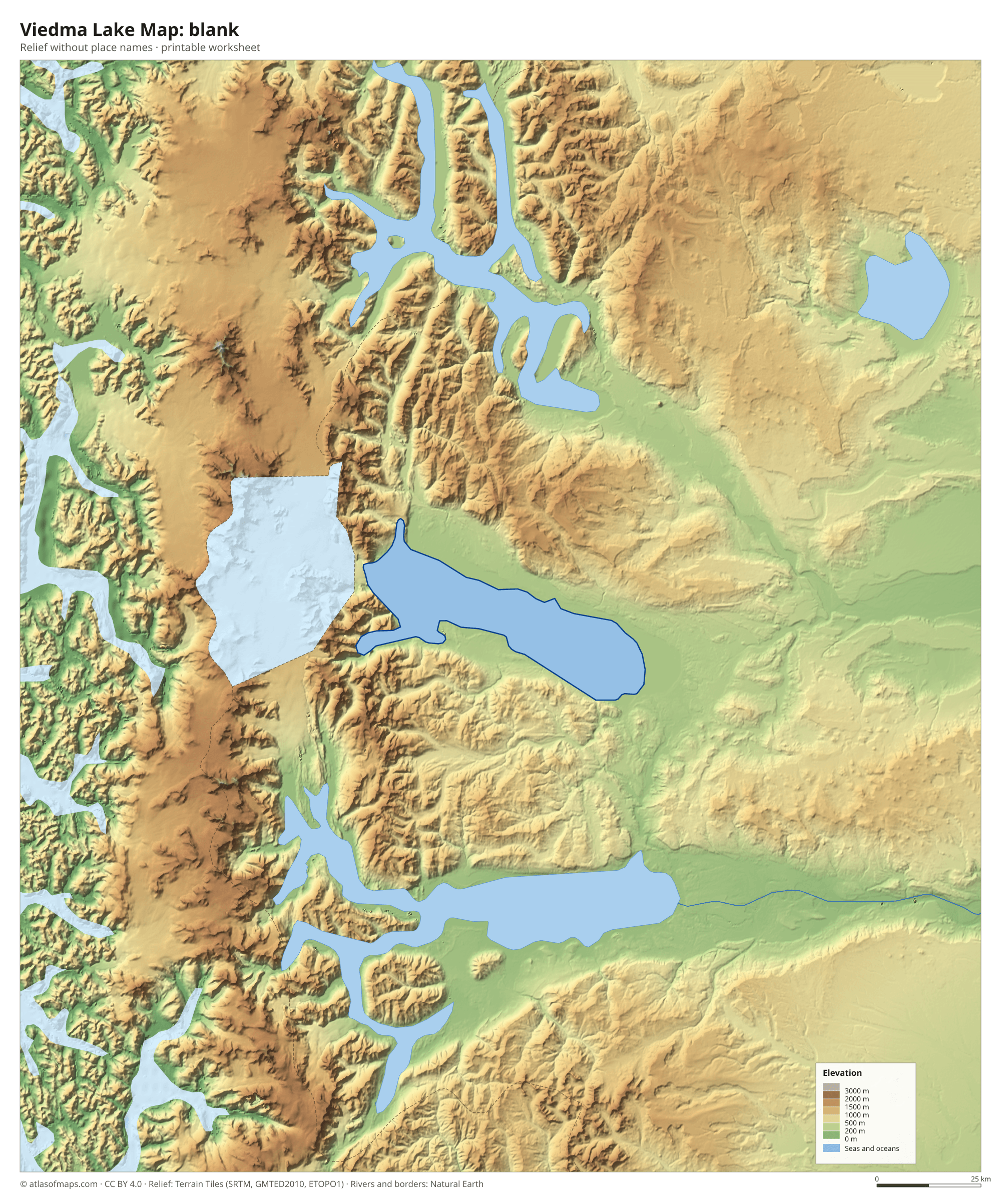 Viedma Lake Map without names