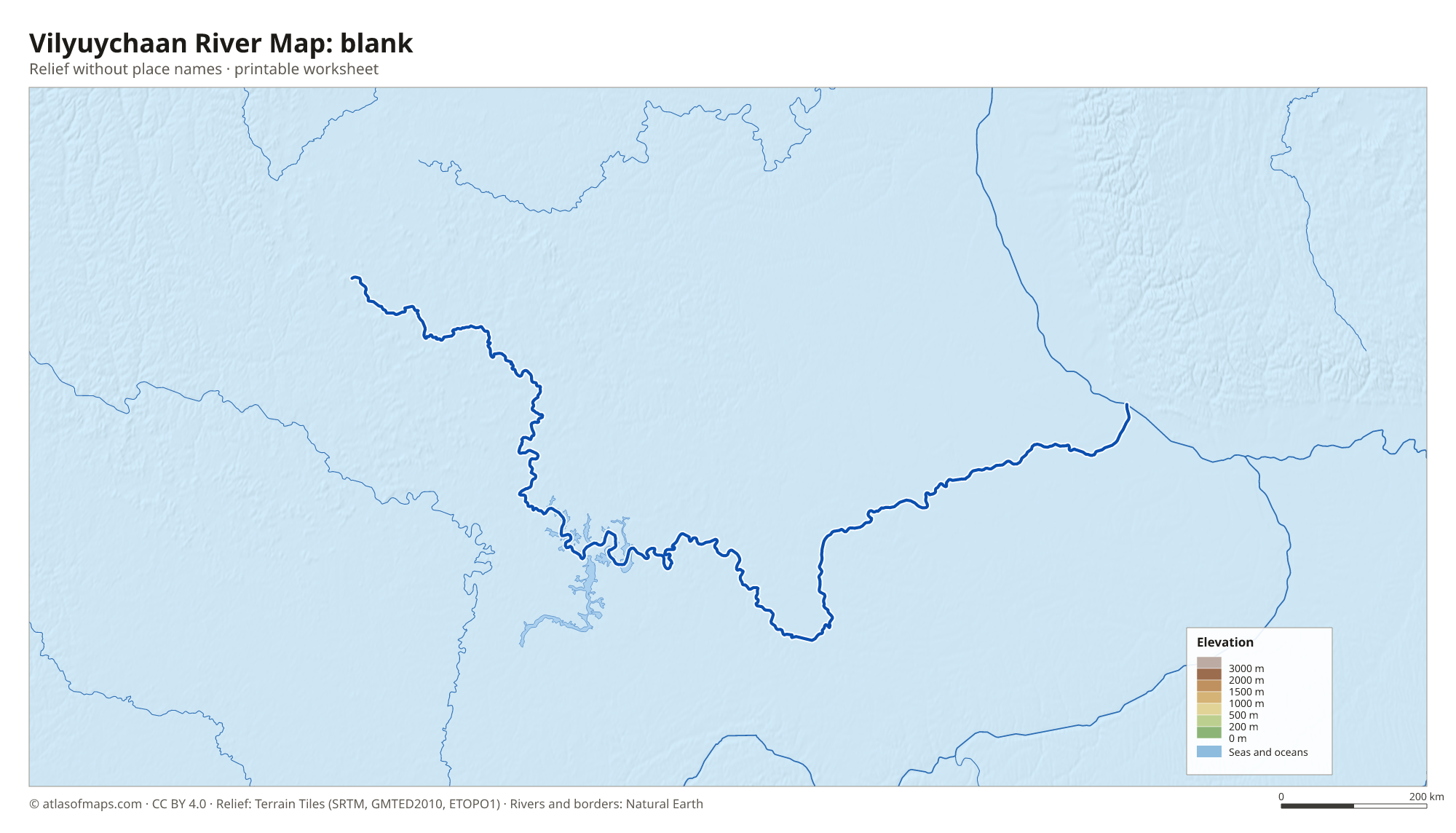 Vilyuychaan River Map without names