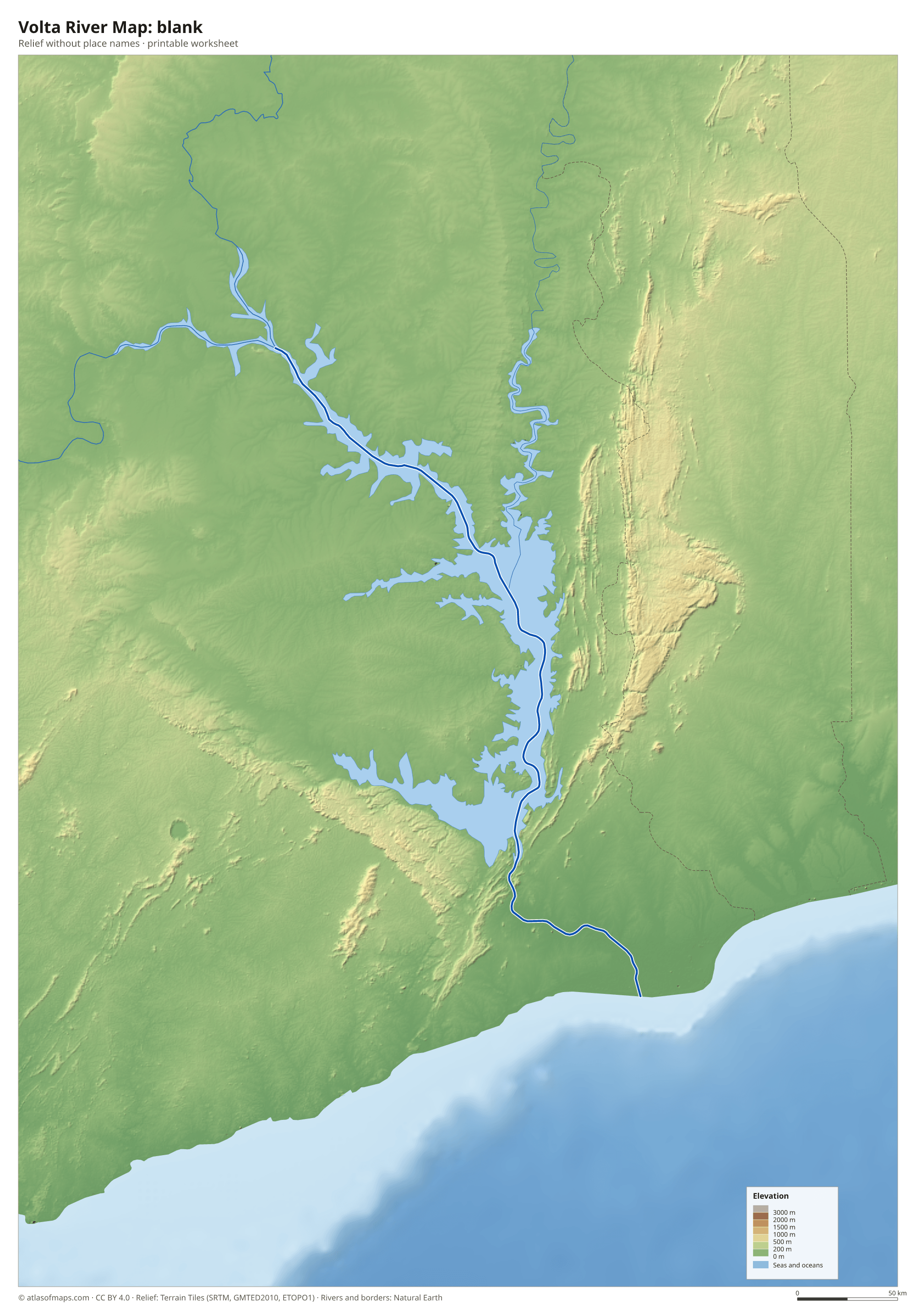 Volta River Map without names