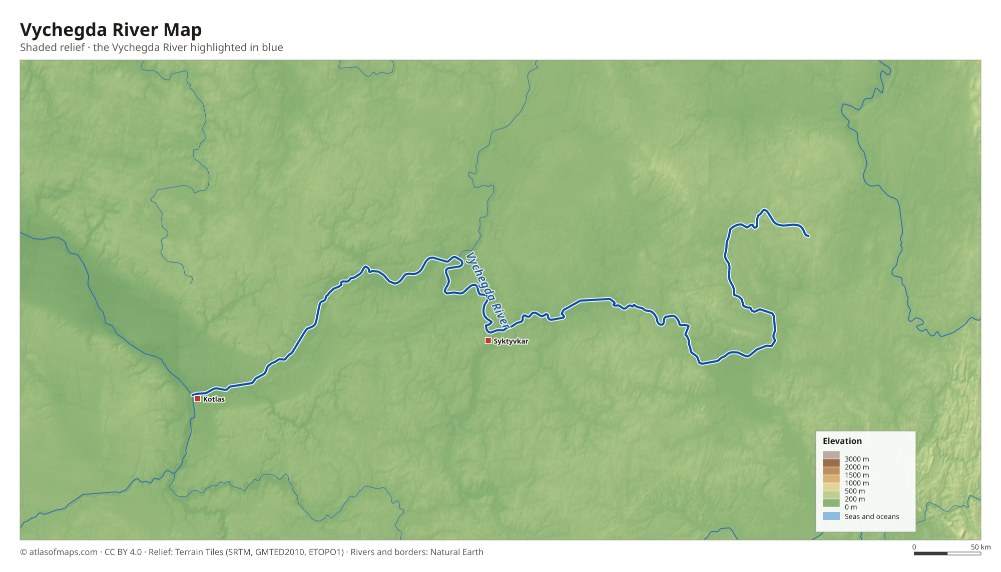 Vychegda River Map