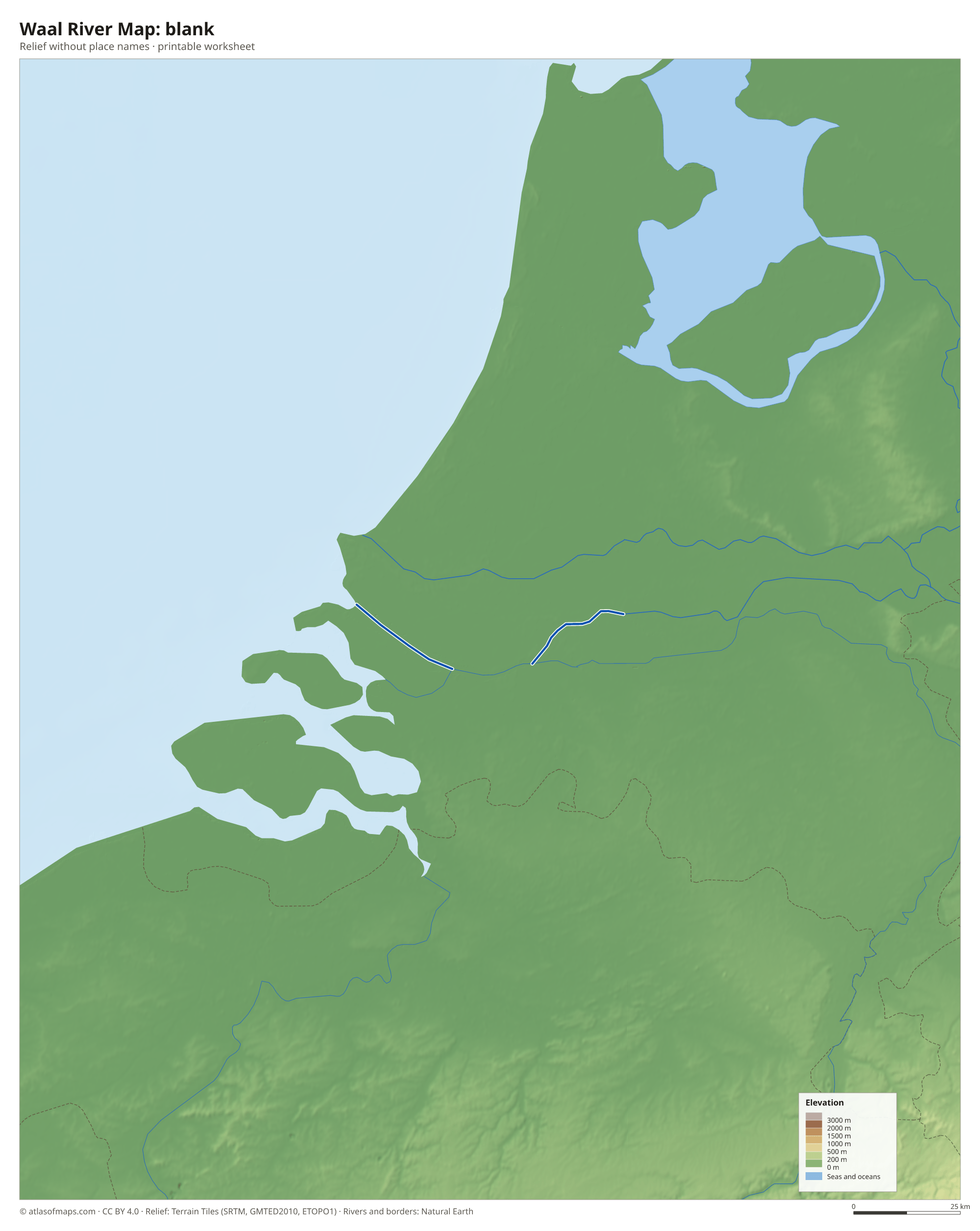 Waal River Map without names