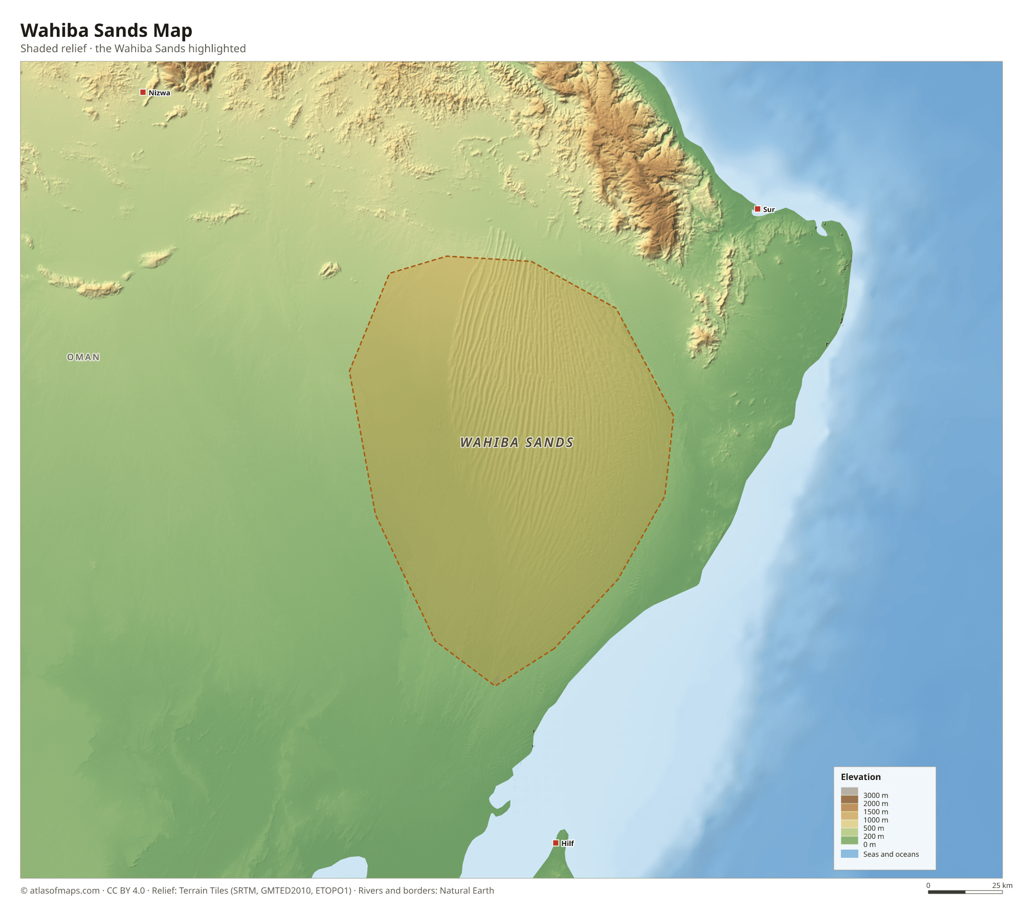 Wahiba Sands Map