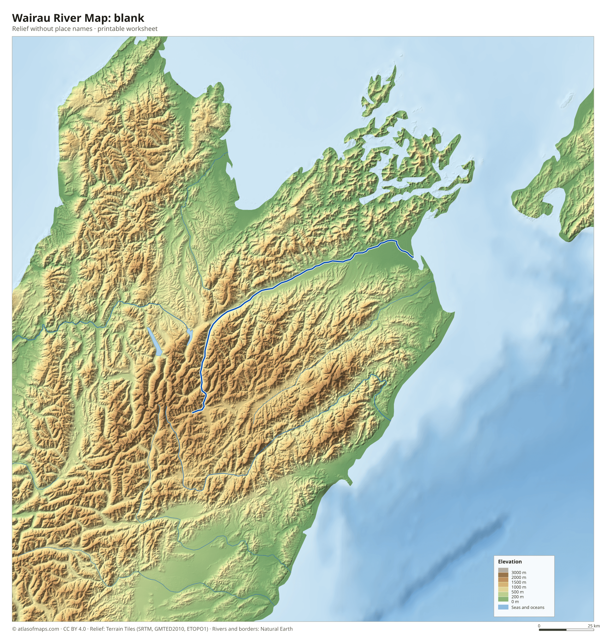 Wairau River Map without names