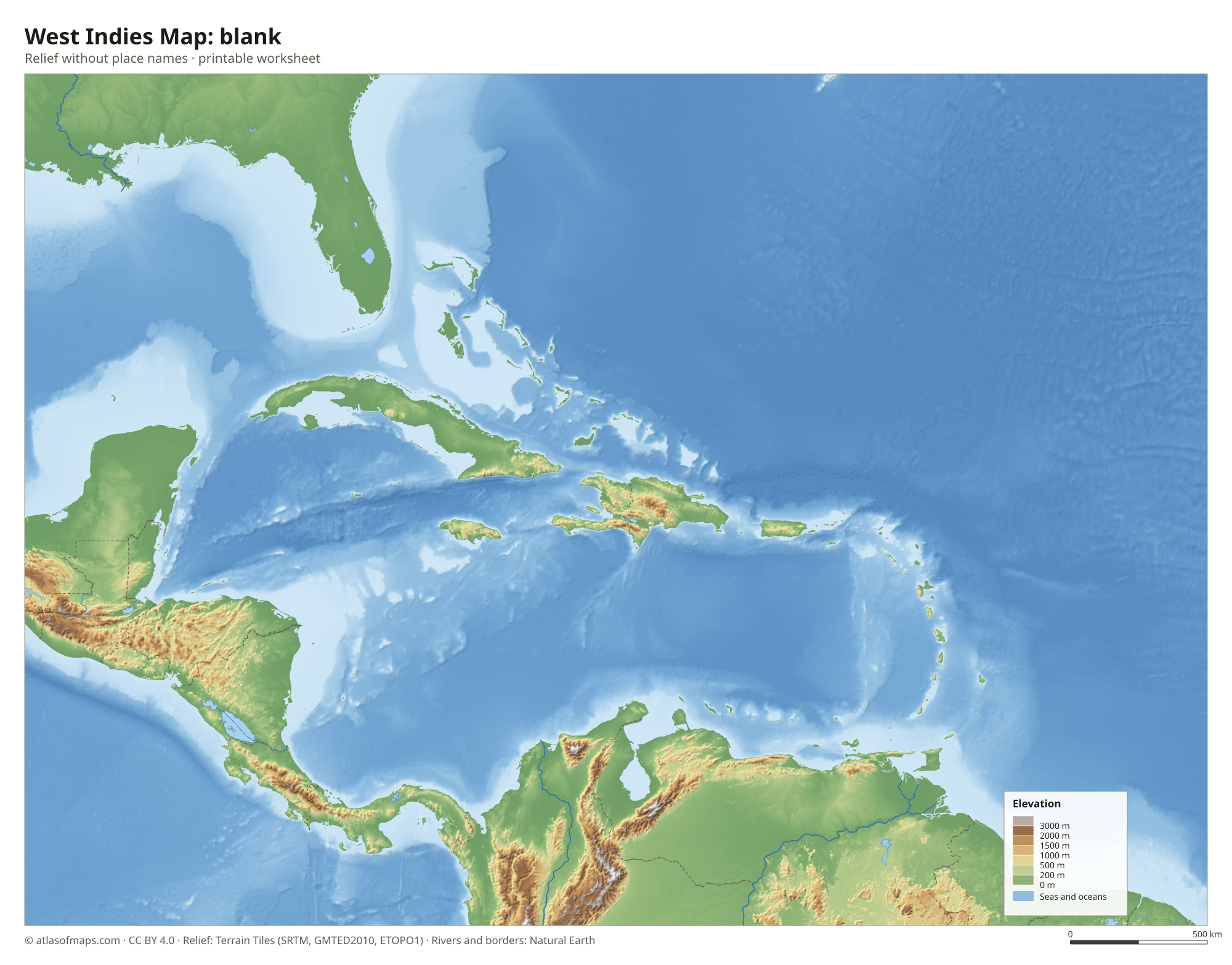 West Indies Map without names