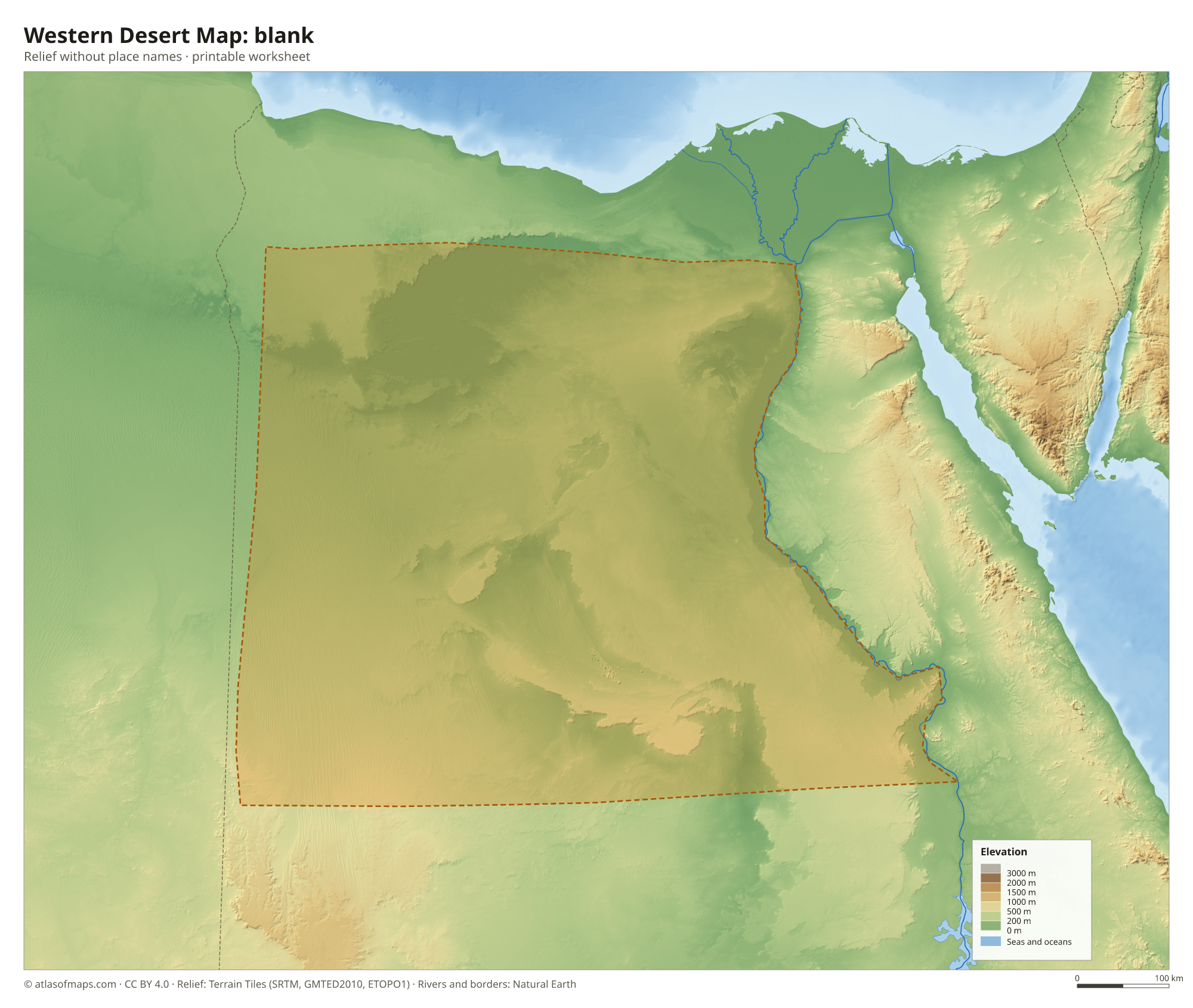 Western Desert Map without names