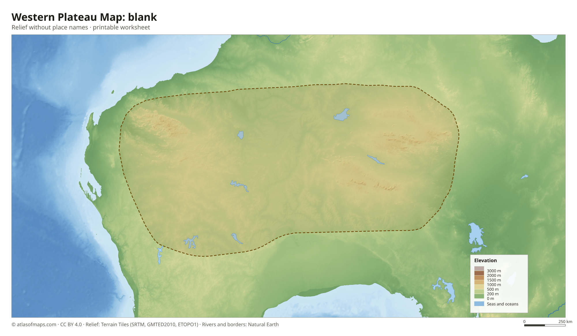 Western Plateau Map without names