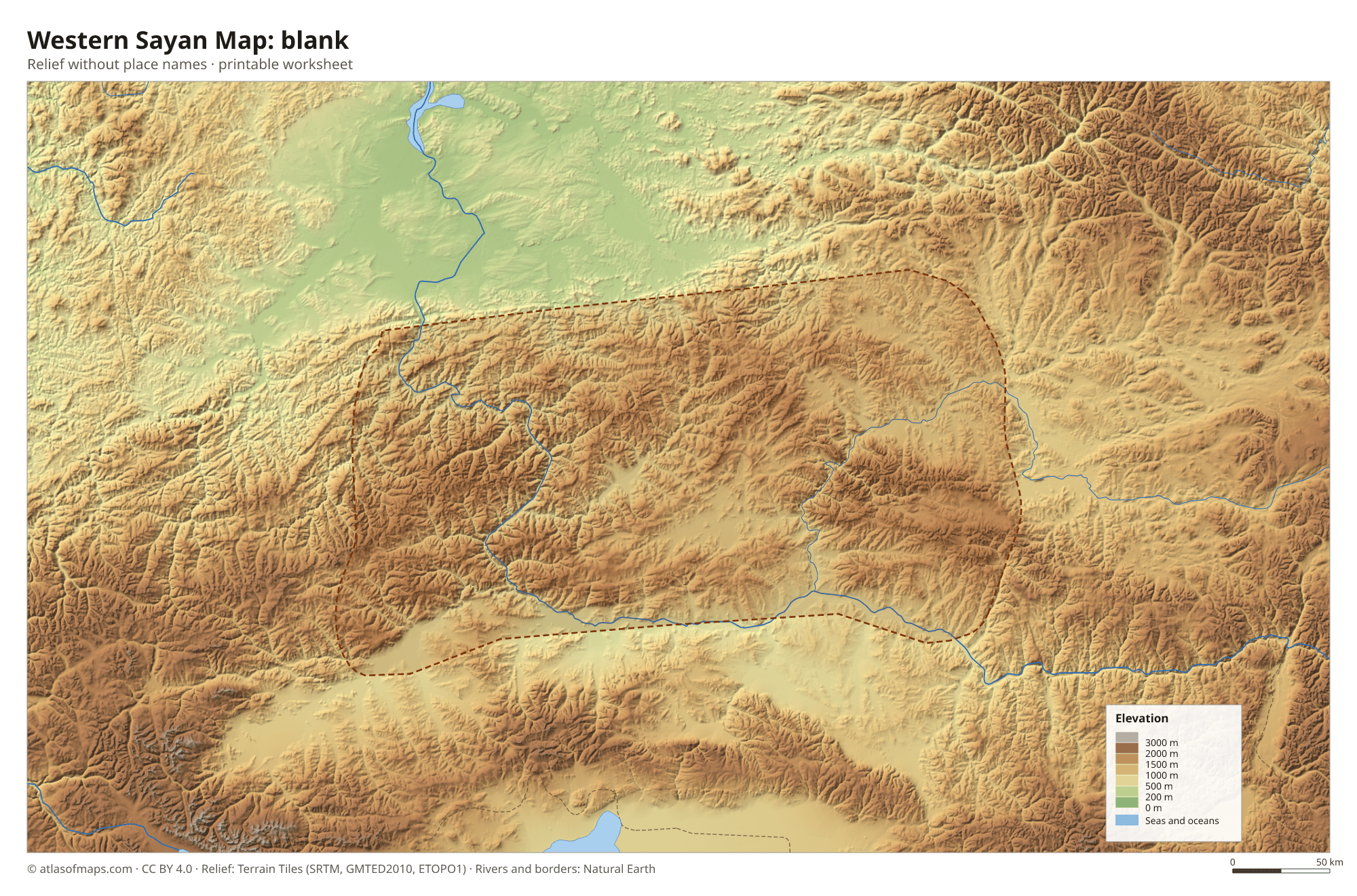 Western Sayan Map without names