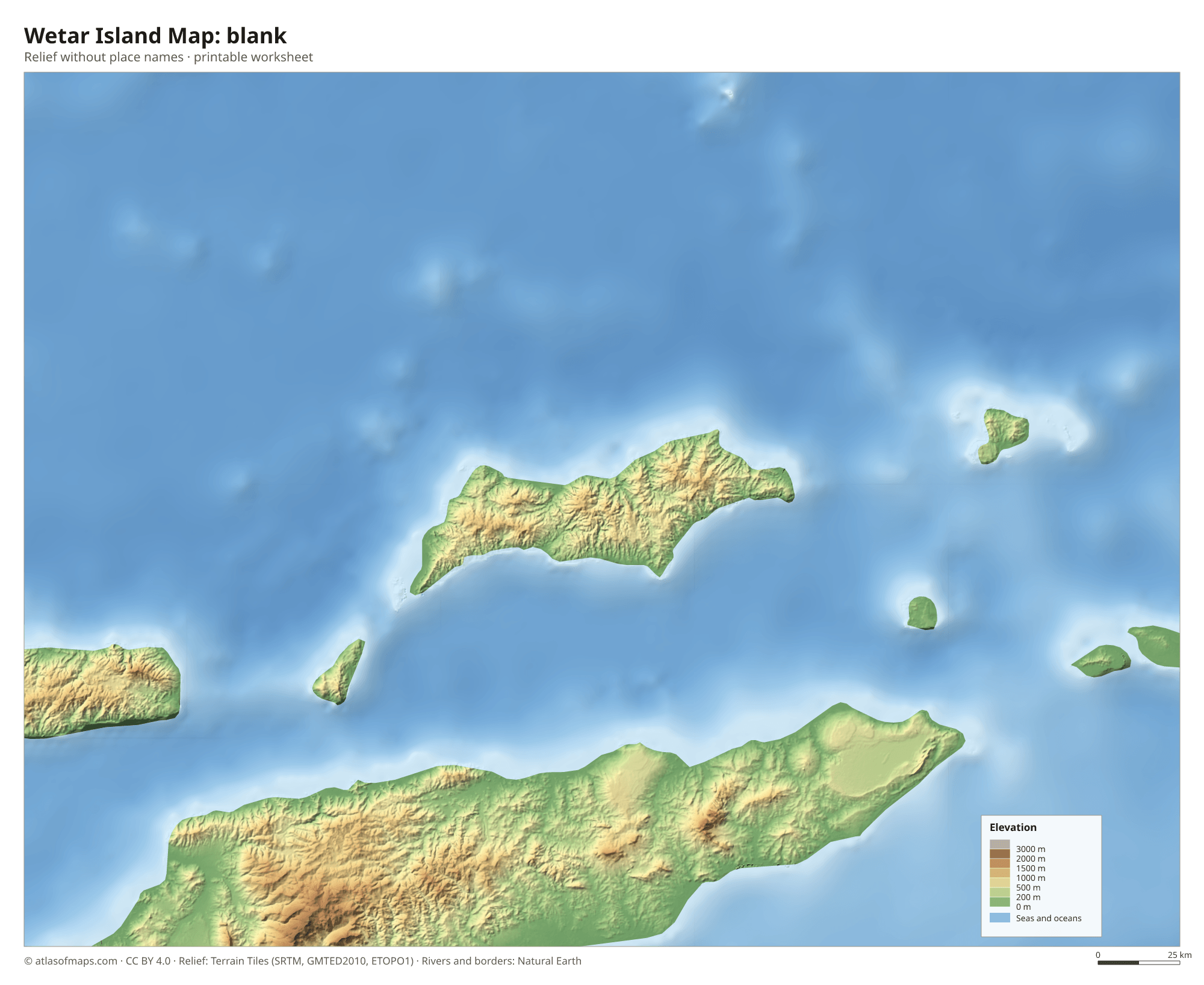Wetar Island Map without names