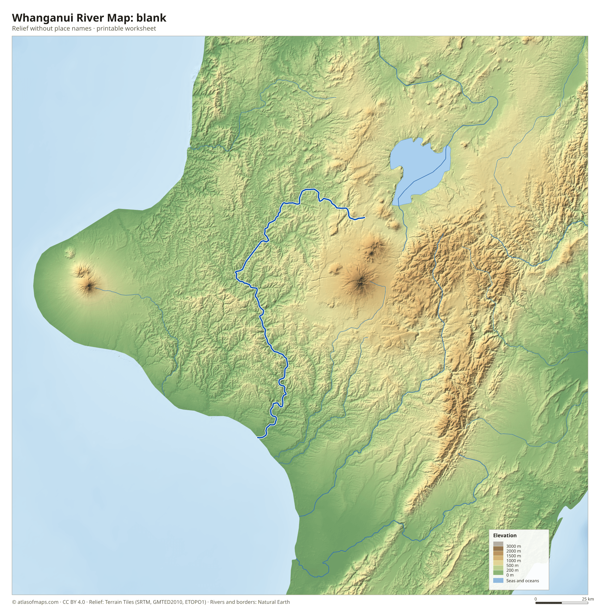 Whanganui River Map without names