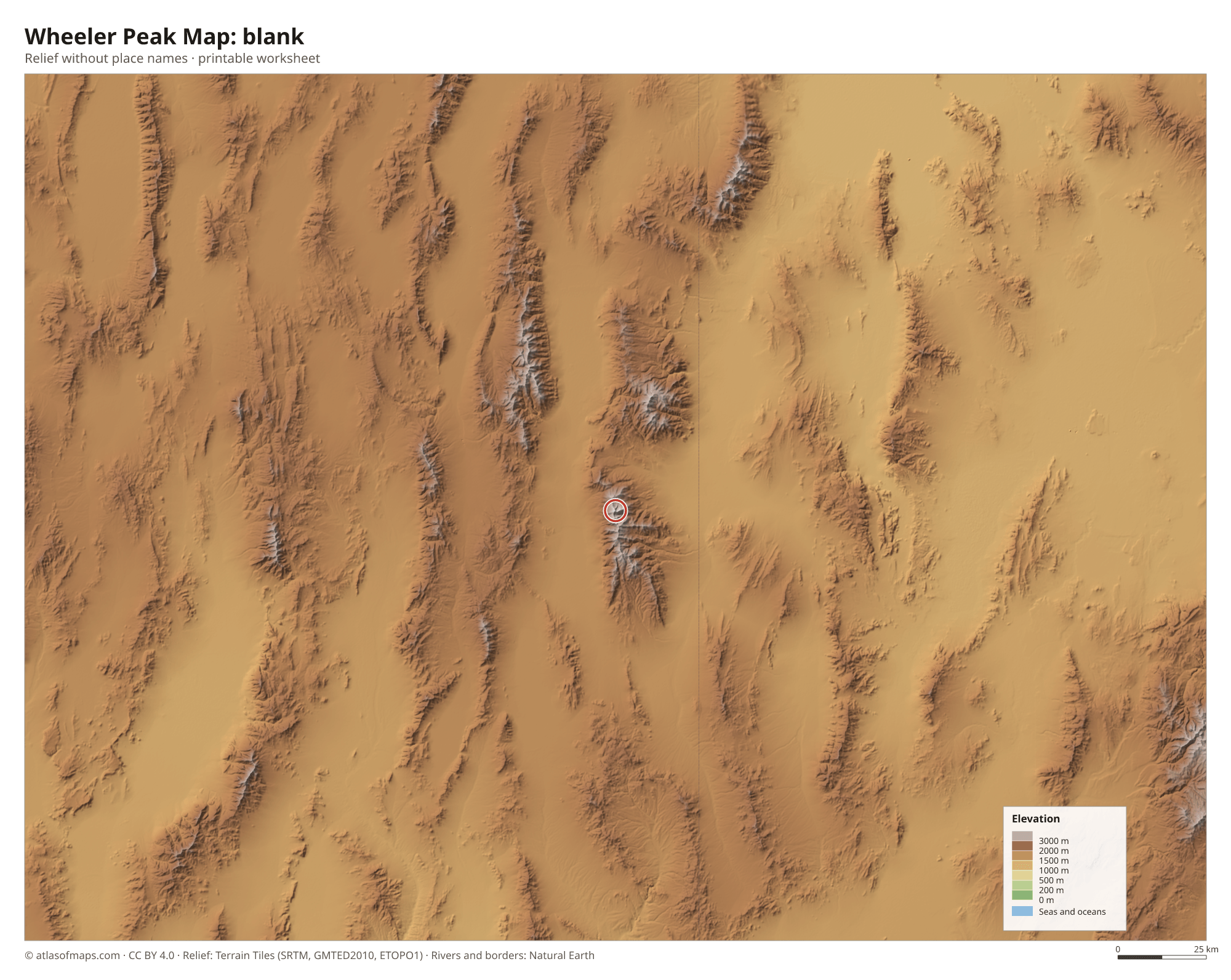 Wheeler Peak Map without names