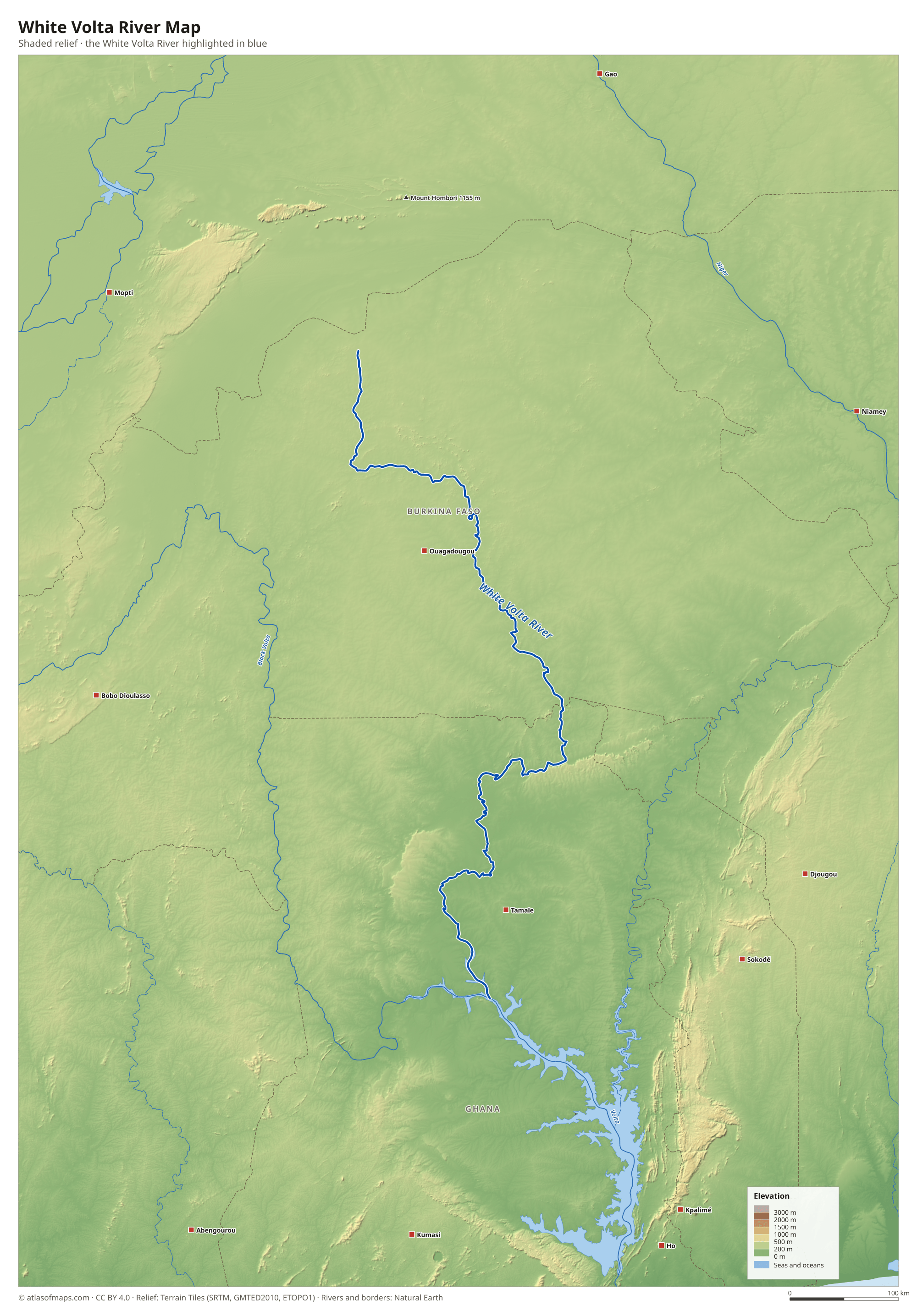 White Volta River Map