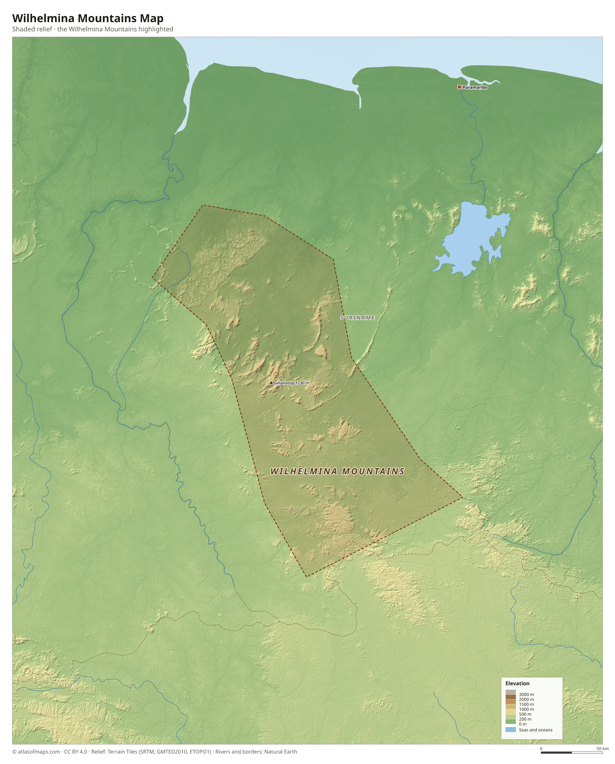 Wilhelmina Mountains Map