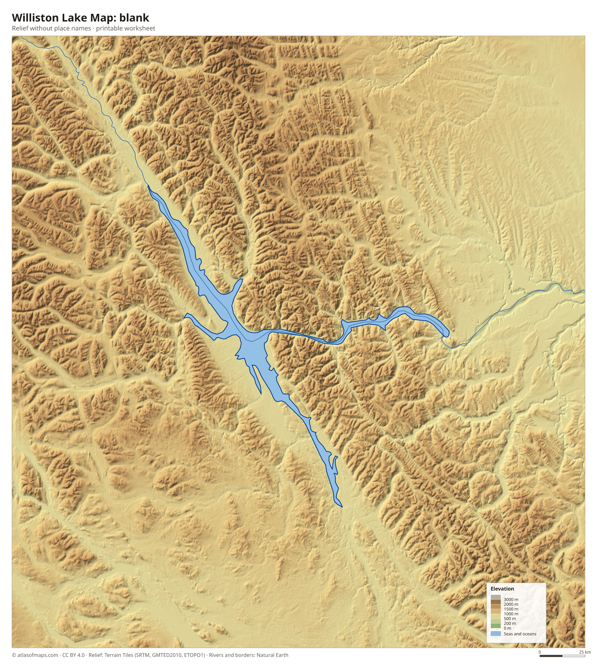 Williston Lake Map without names